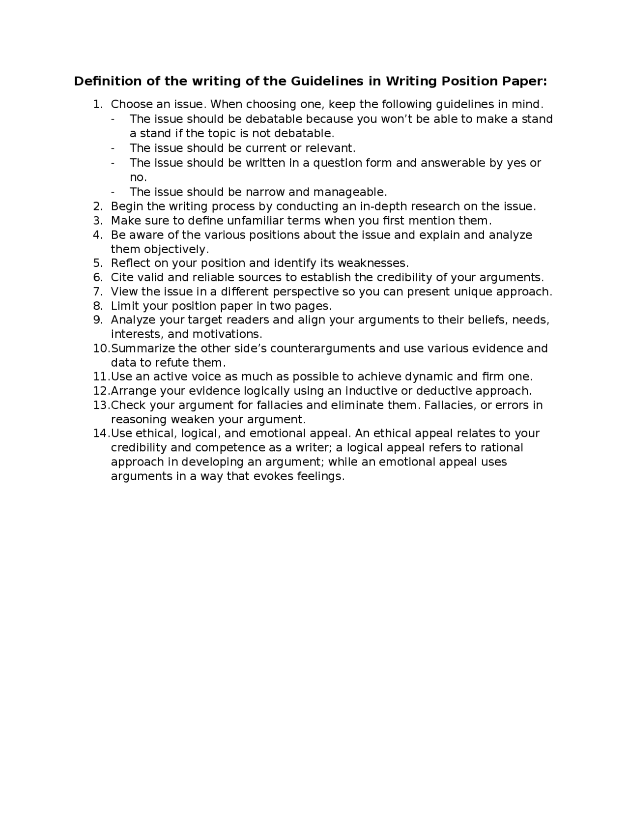 WRITING A POSITION PAPER | Study Guides, Projects, Research English ...