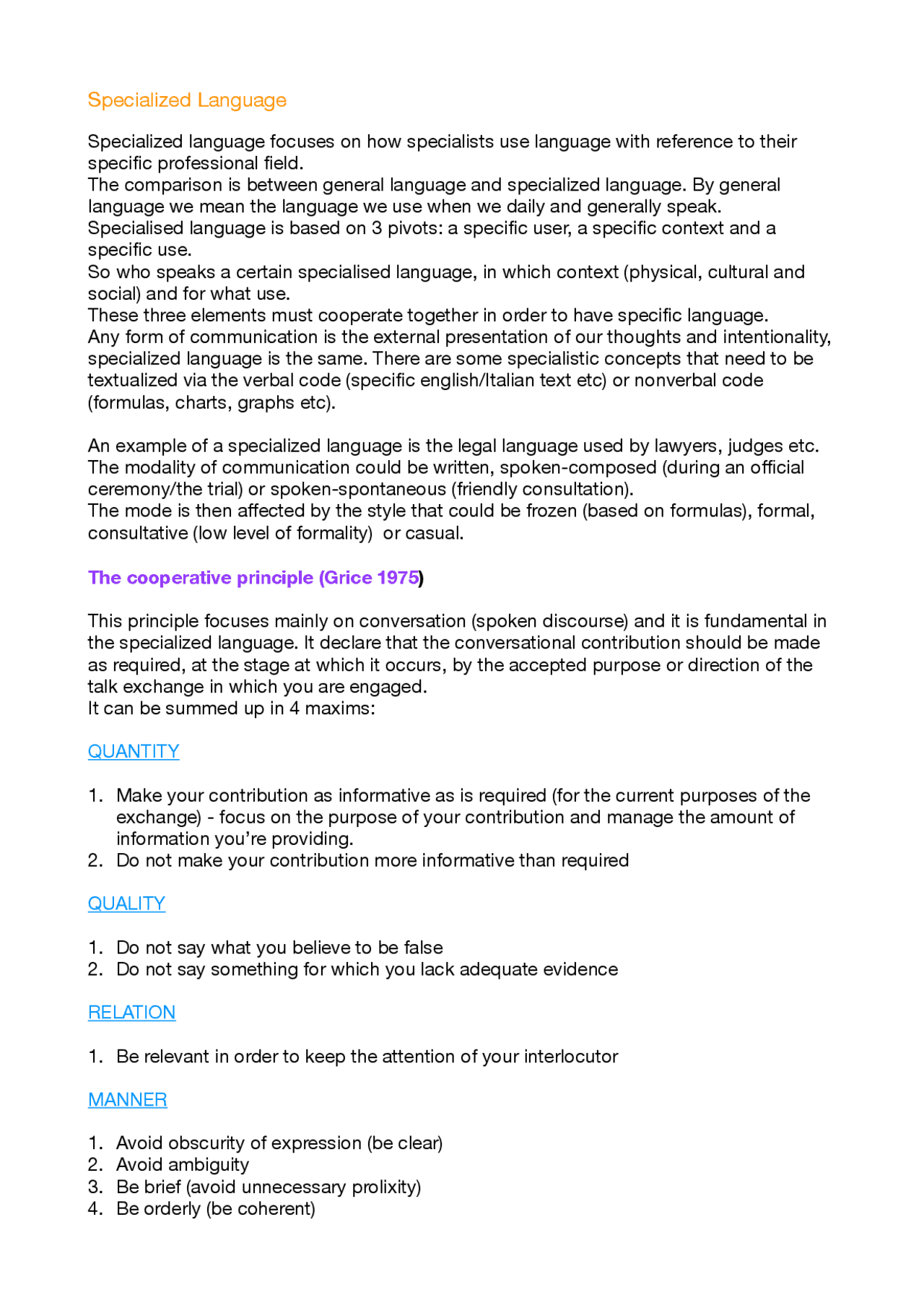 Specialized discourse Lingua inglese 3 MOD B (LINFO) Appunti di