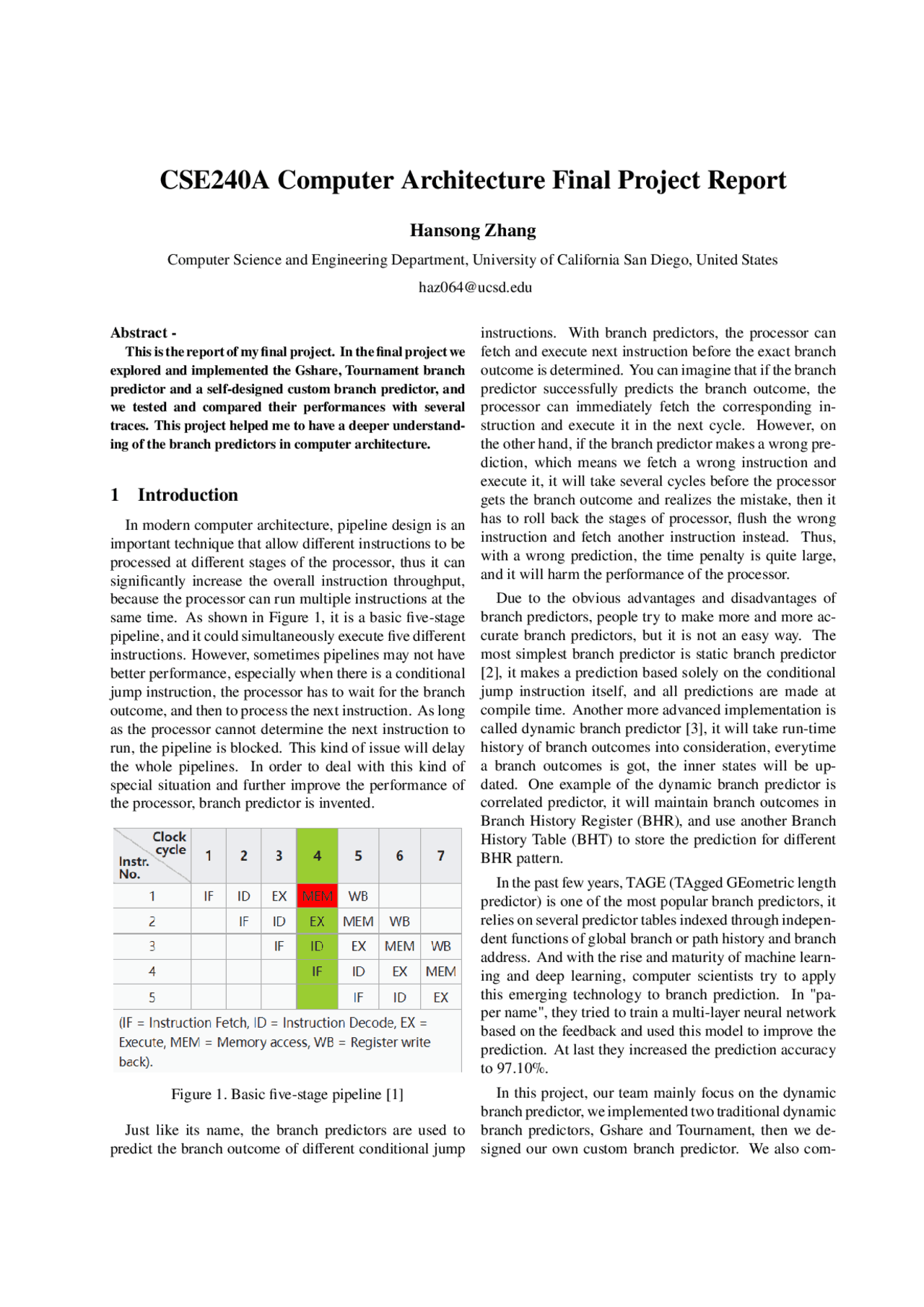 Computer Architecture Final Project Report | Lab Reports Computer ...
