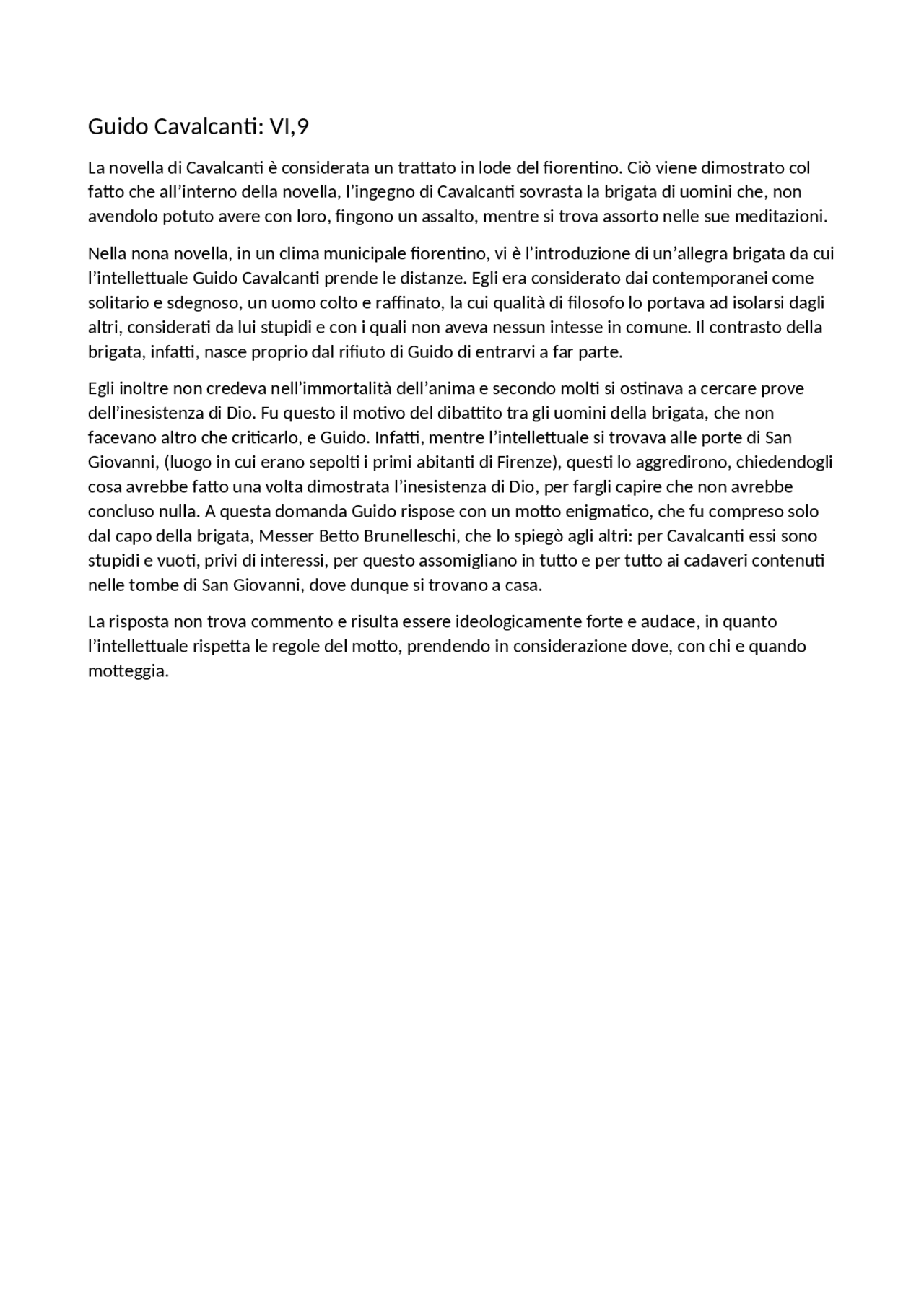 Guido Cavalcanti VI,9 Appunti di Letteratura Italiana Docsity
