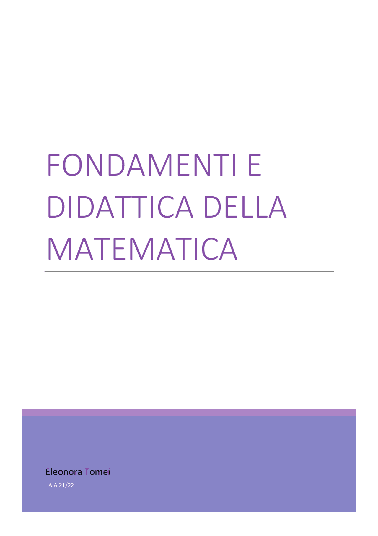 FONDAMENTI E DIDATTICA DELLA MATEMATICA | Appunti di Didattica Della ...