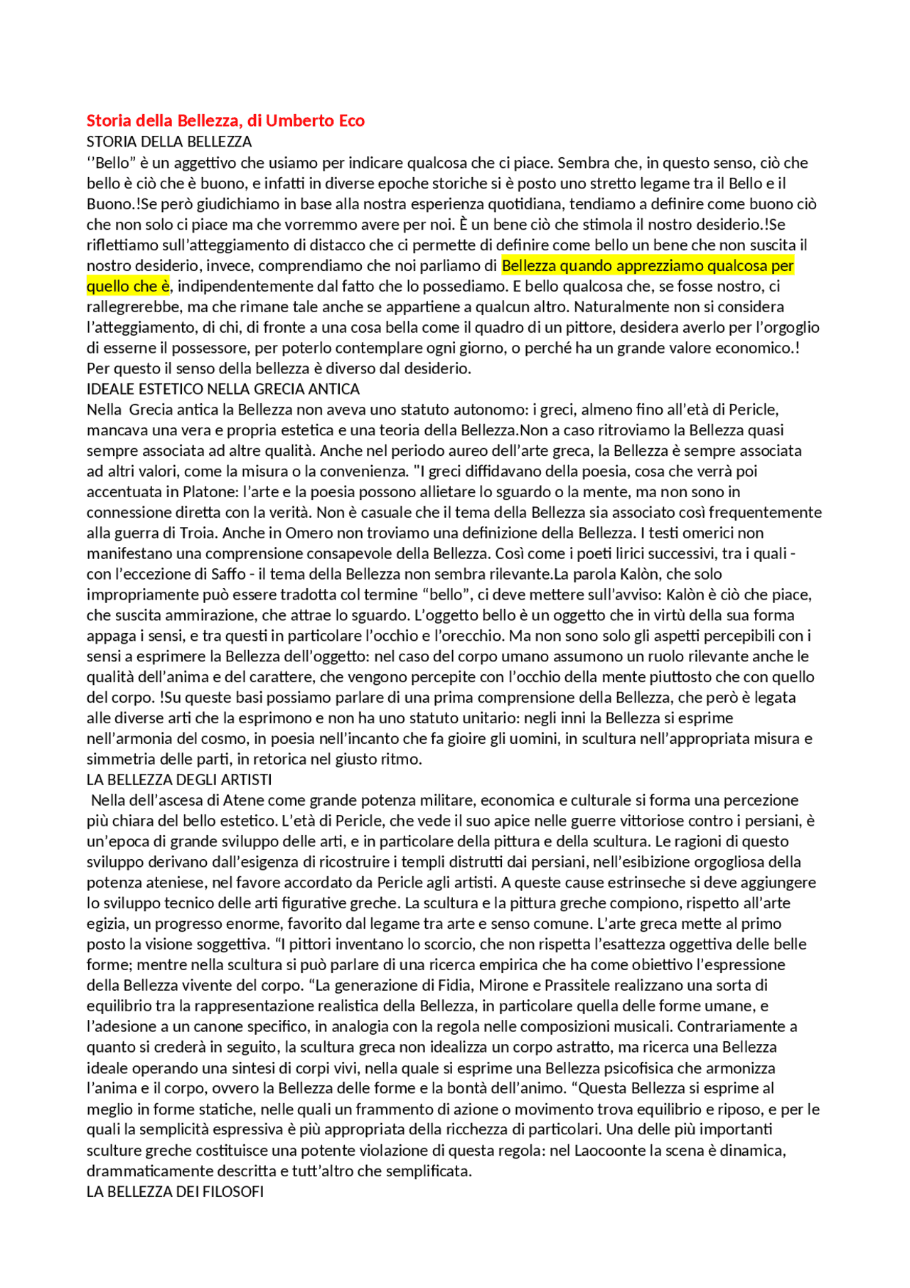 umberto eco la storia della bellezza