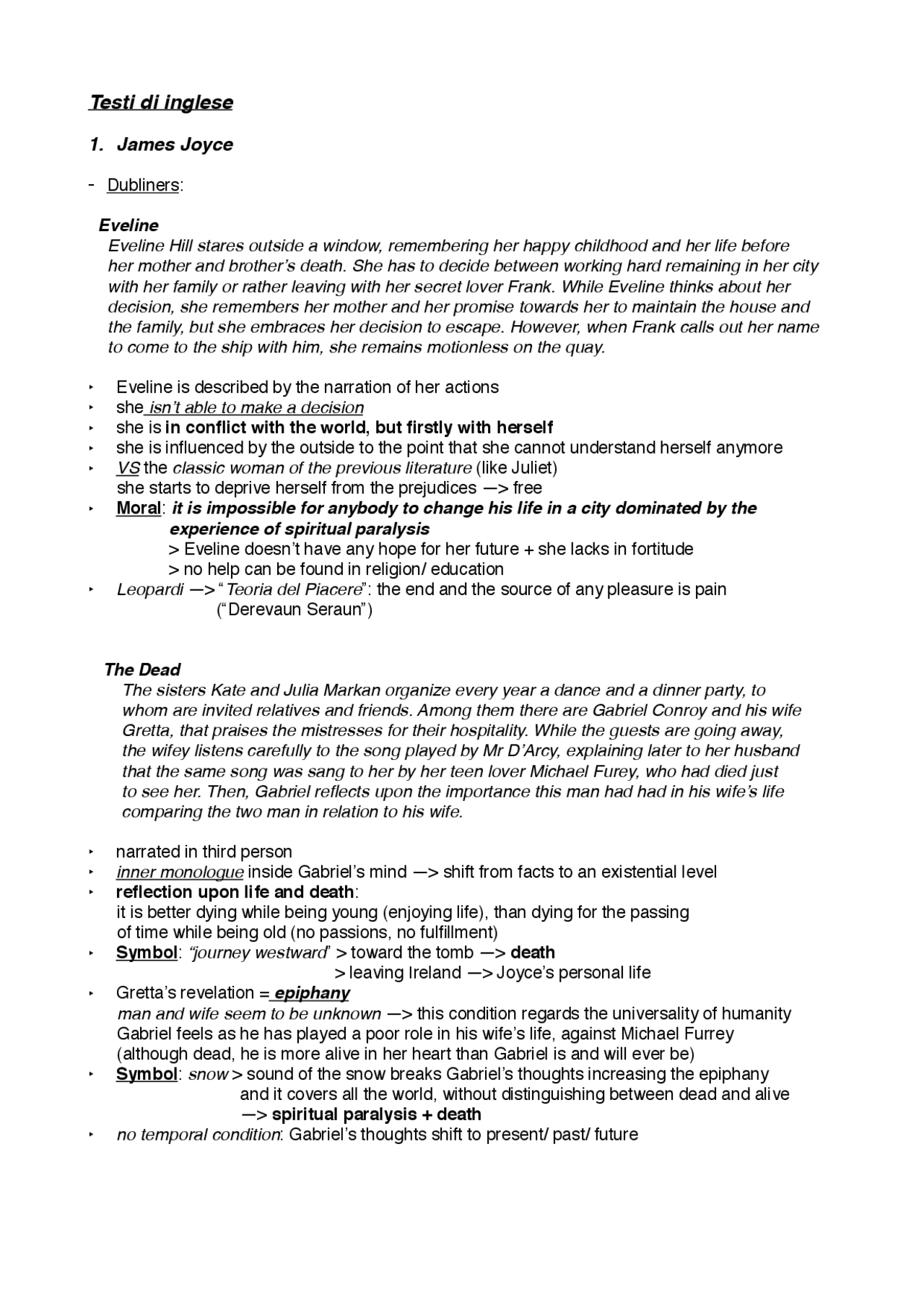 Riassunto ed analisi dei testi di inglese quinto anno liceo Schemi e mappe concettuali di