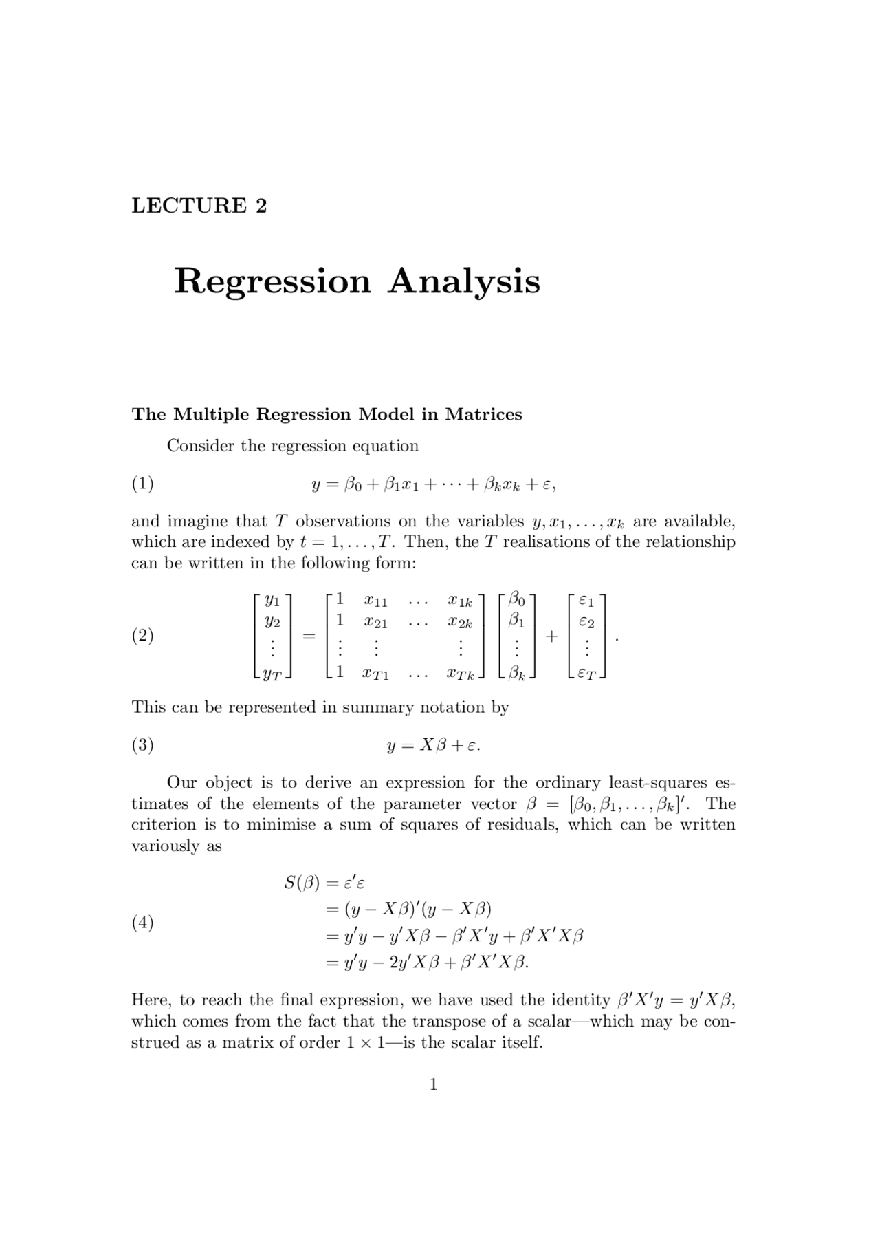 Regression Analysis | Study notes Algebra | Docsity