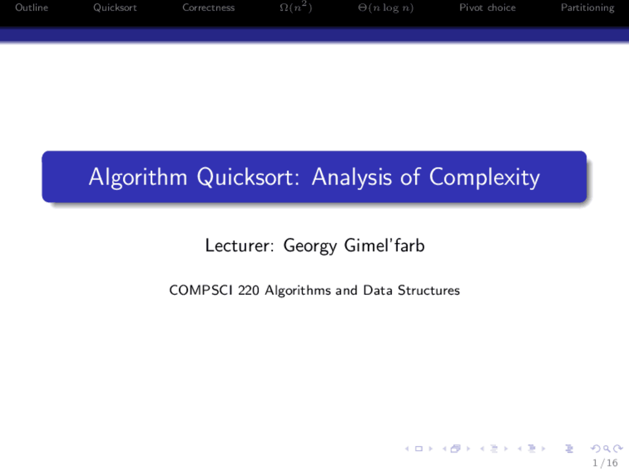 Algorithm Quicksort: Analysis of Complexity | Lecture notes Data ...