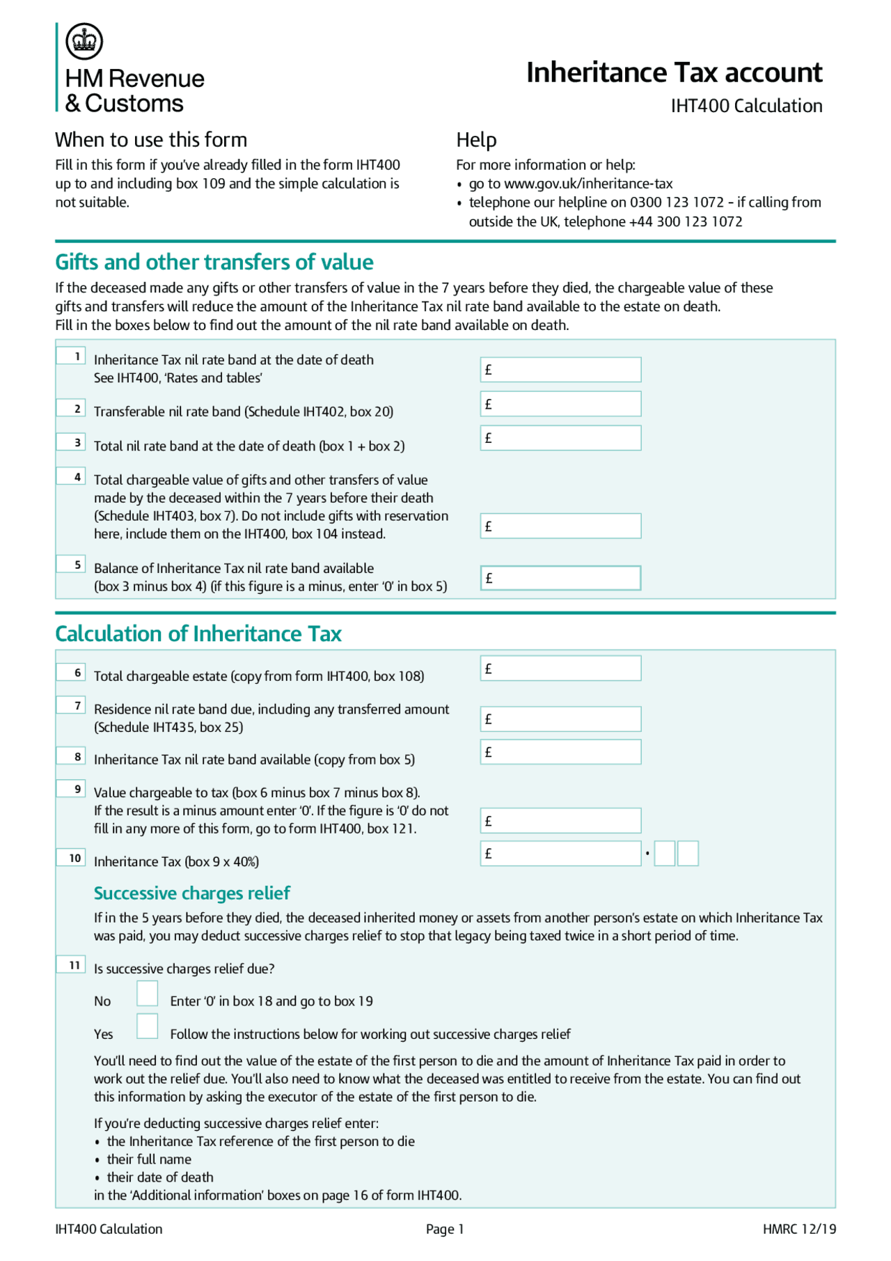 Inheritance Tax Calculation Spreadsheet – KJWBU