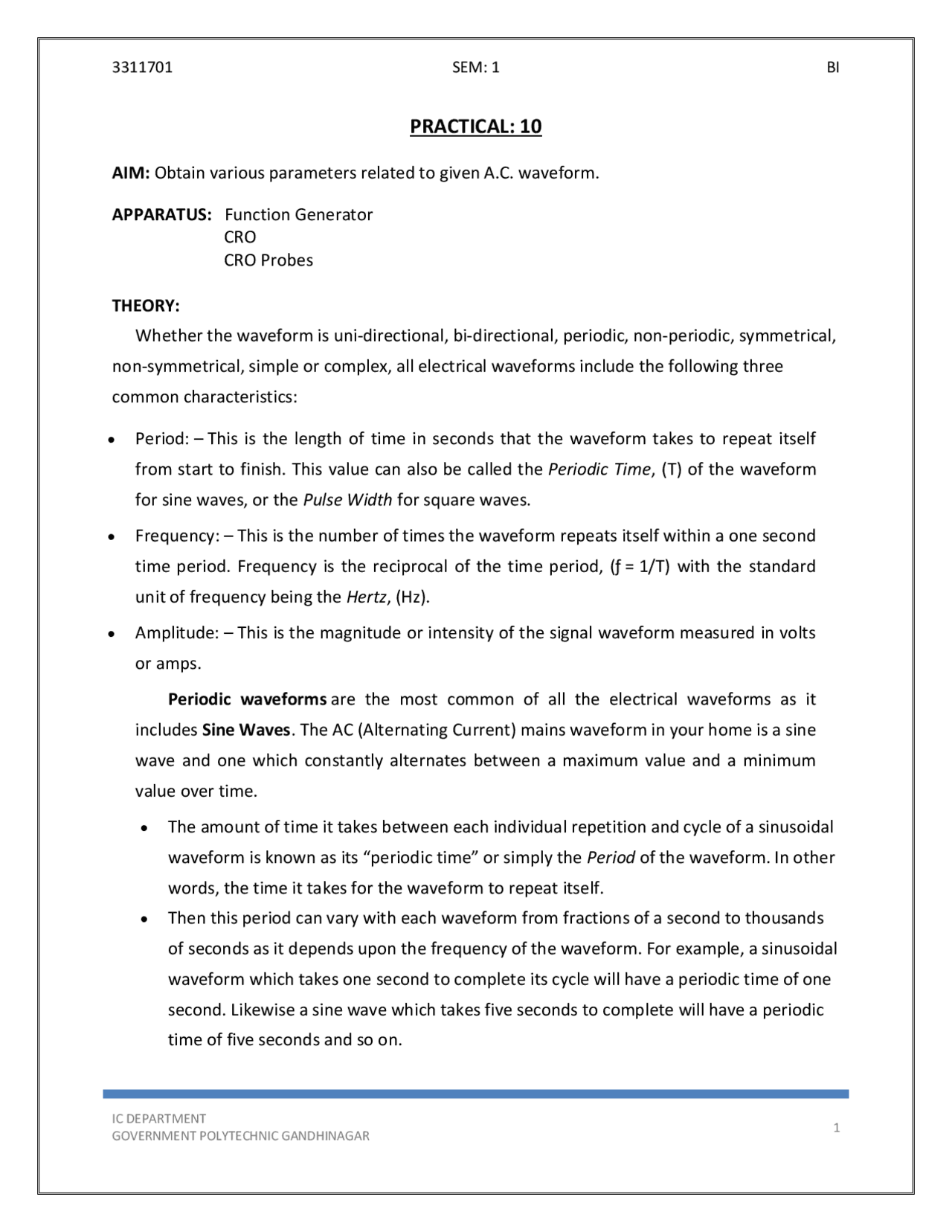 PRACTICAL: 10 | Exams Electrical and Electronics Engineering | Docsity