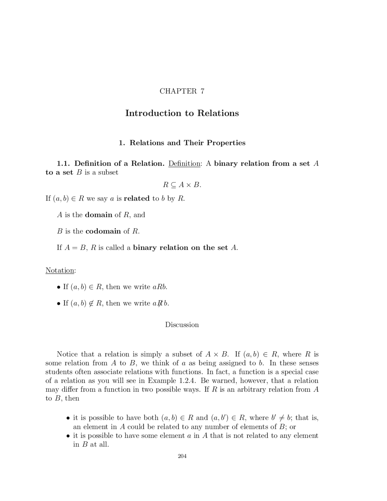 Introduction to Relations | Lecture notes Calculus | Docsity
