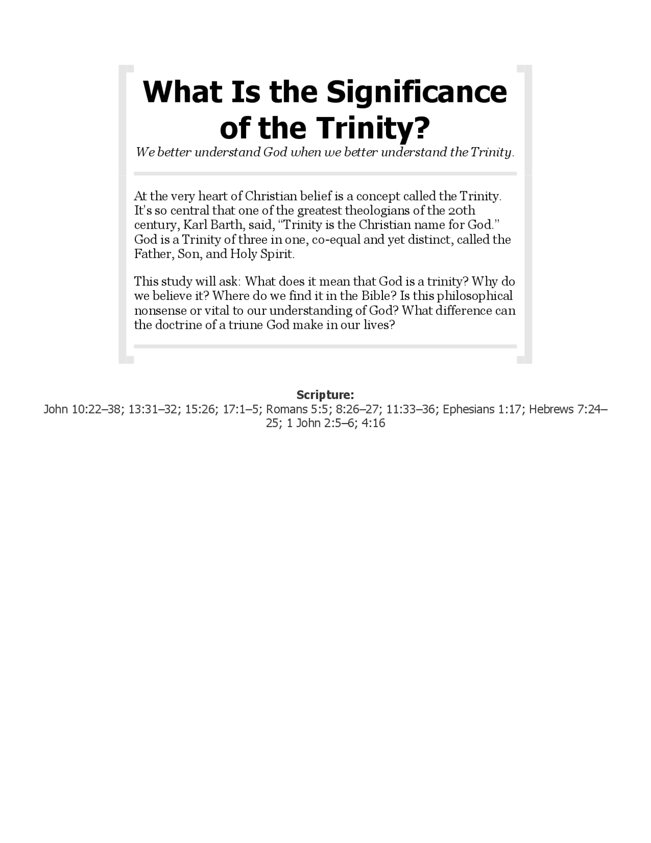 What Is the Significance of the Trinity? | Study Guides, Projects ...