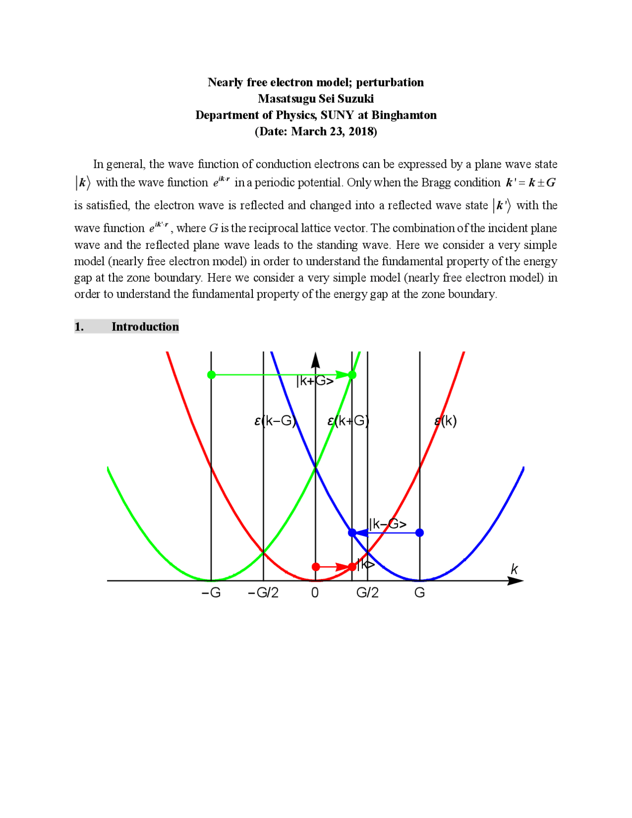 Nearly free electron model; perturbation | Study notes Physics | Docsity