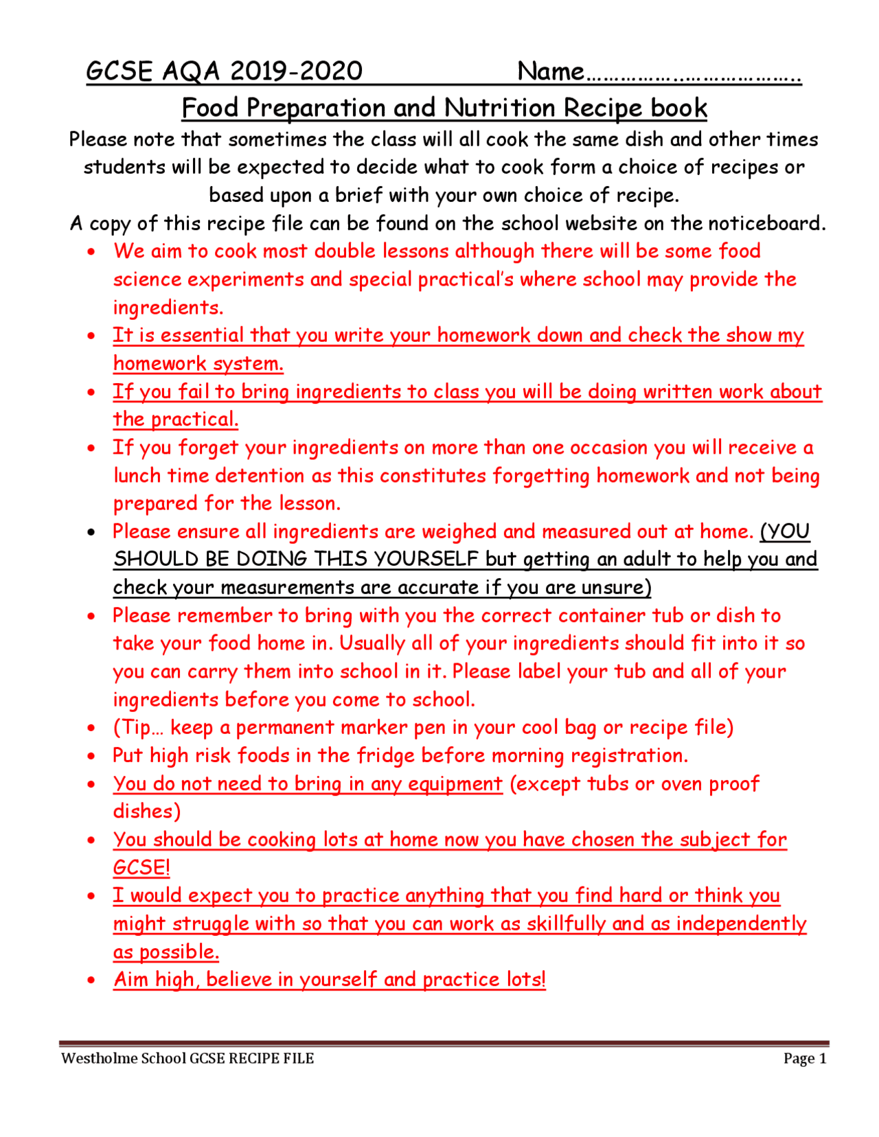 GCSE-Recipe-book-2019-20-1.pdf | Study Guides, Projects, Research Food ...