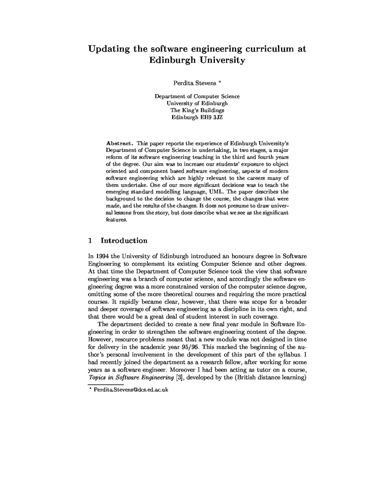 Updating the software engineering curriculum at Edinburgh