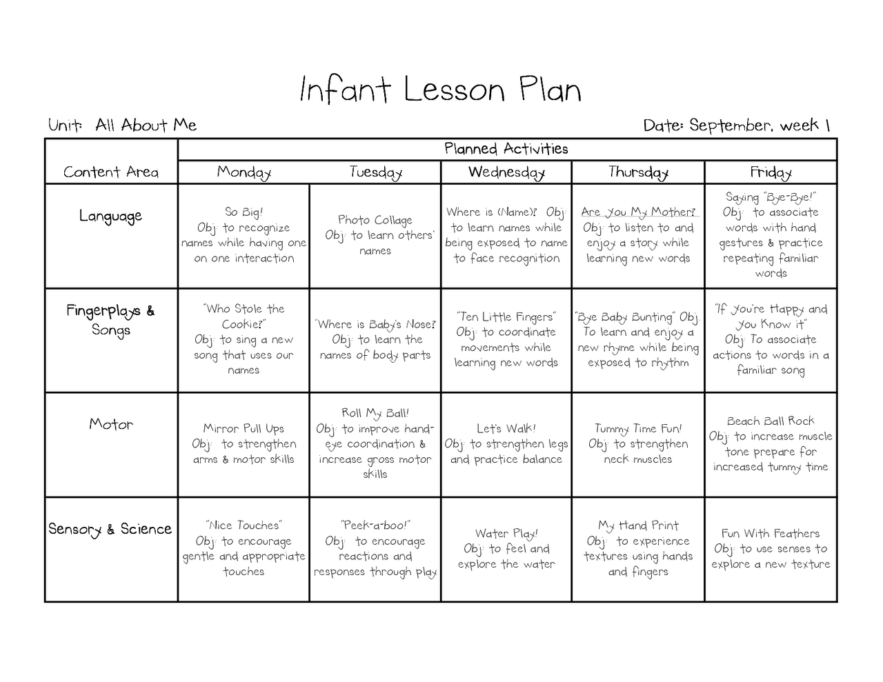 Infant Year Long Lesson Plans | Lecture notes Painting | Docsity Infant Year Long Lesson Plans | Lecture notes Painting | Docsity