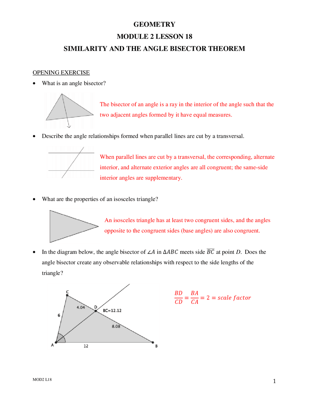 GEOMETRY MODULE 2 LESSON 18 SIMILARITY AND THE ... | Study notes ...
