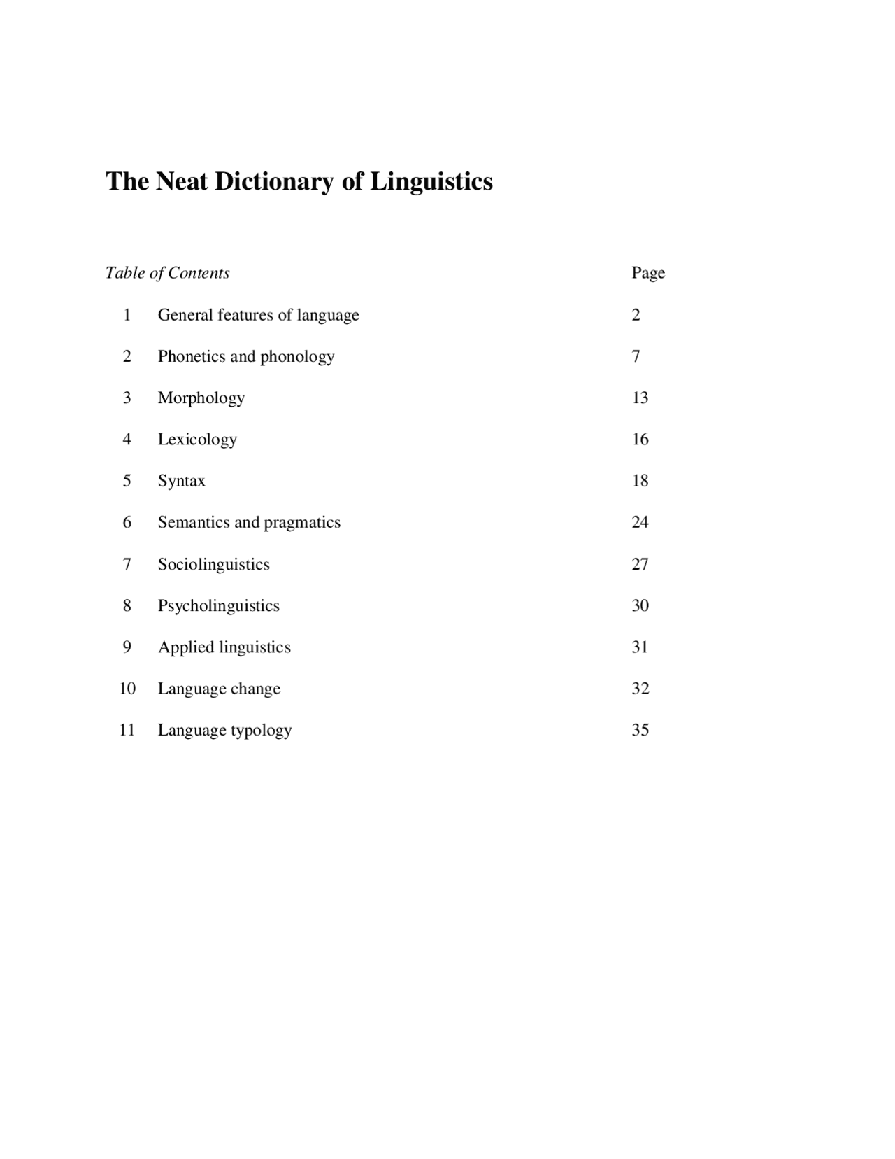 The Neat Dictionary of Linguistics | Study notes Linguistics | Docsity