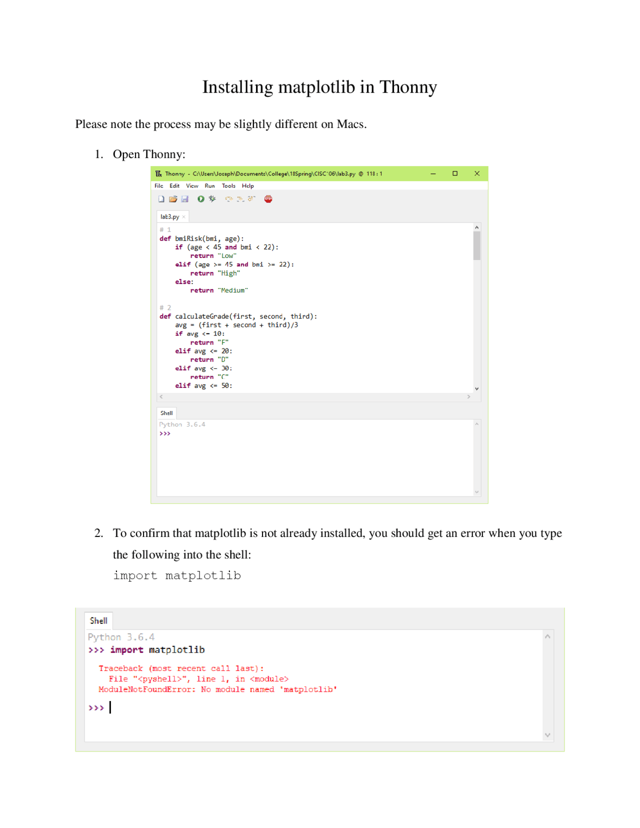 Installing matplotlib in Thonny | Study Guides, Projects, Research ...