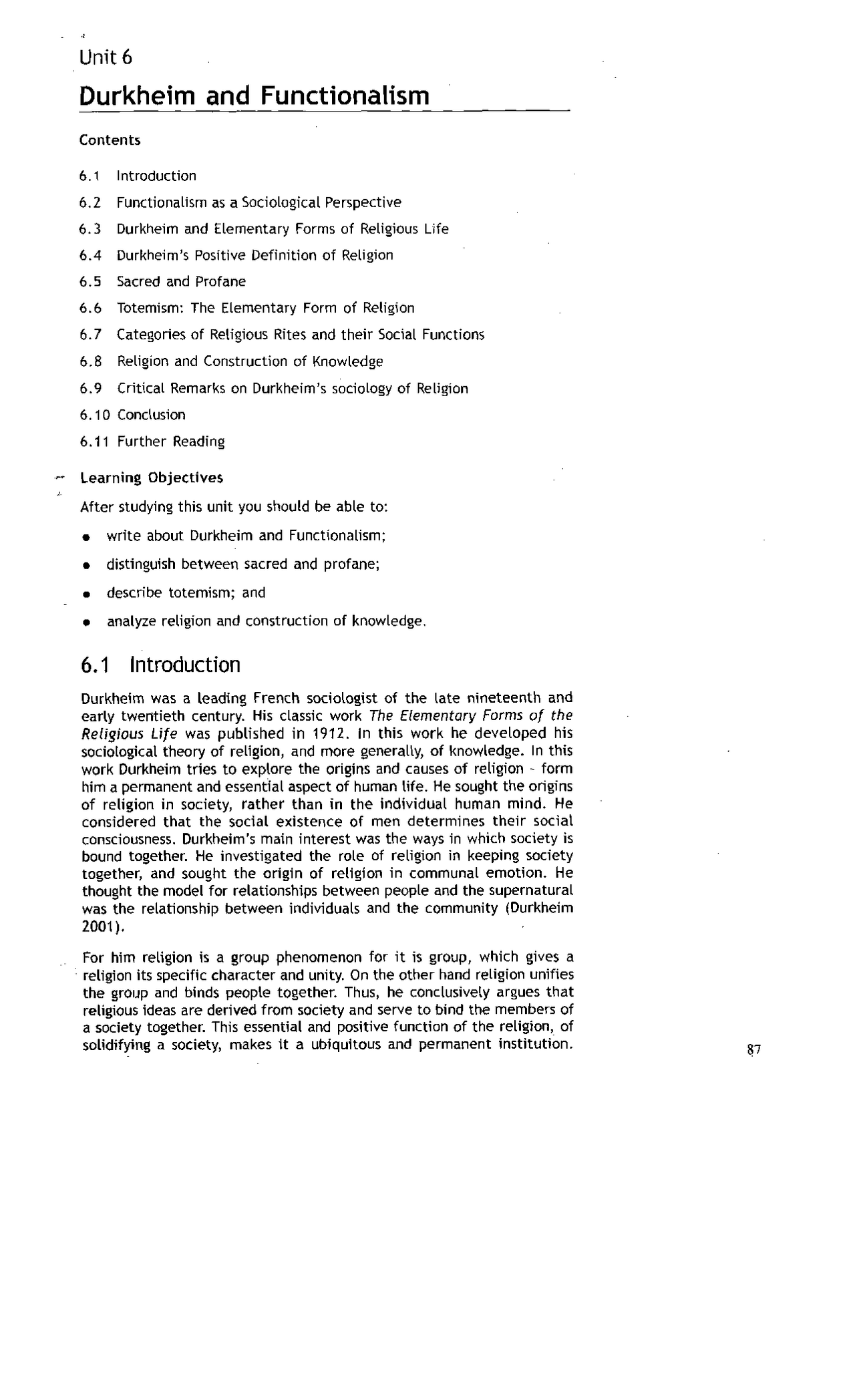 Durkheim and Functionalism | Exercises Religion | Docsity