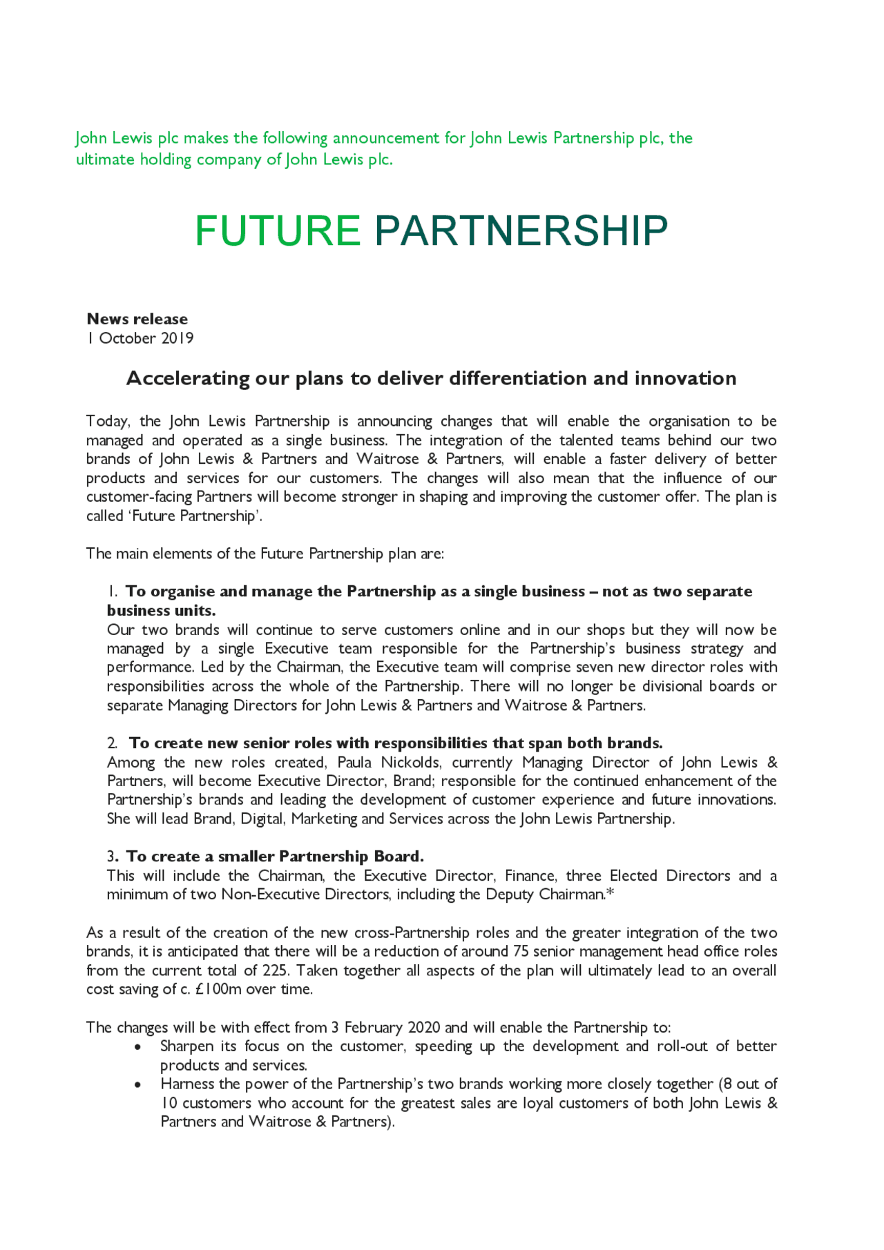FUTURE PARTNERSHIP | Study notes Marketing | Docsity