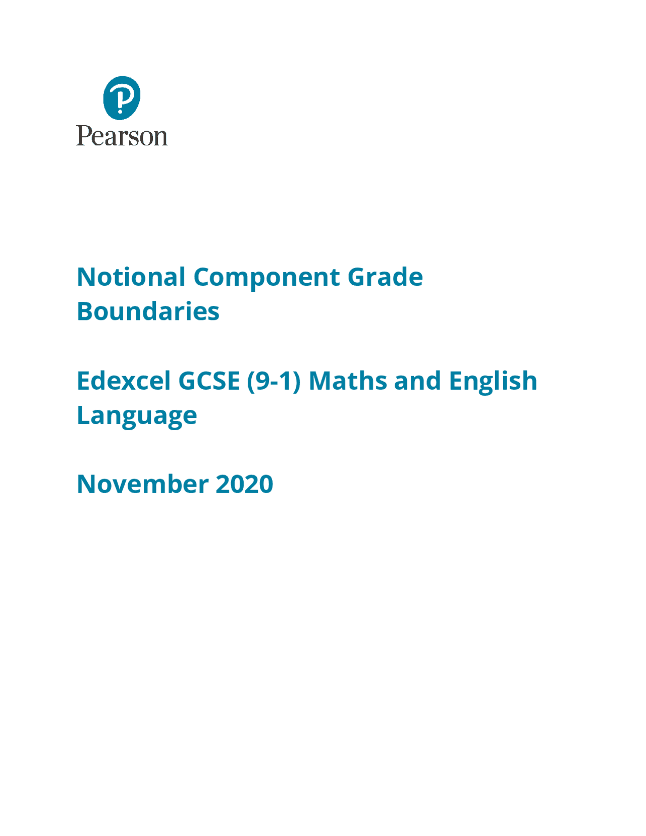Notional Component Grade Boundaries Edexcel GCSE (9-1 ... | Study notes ...