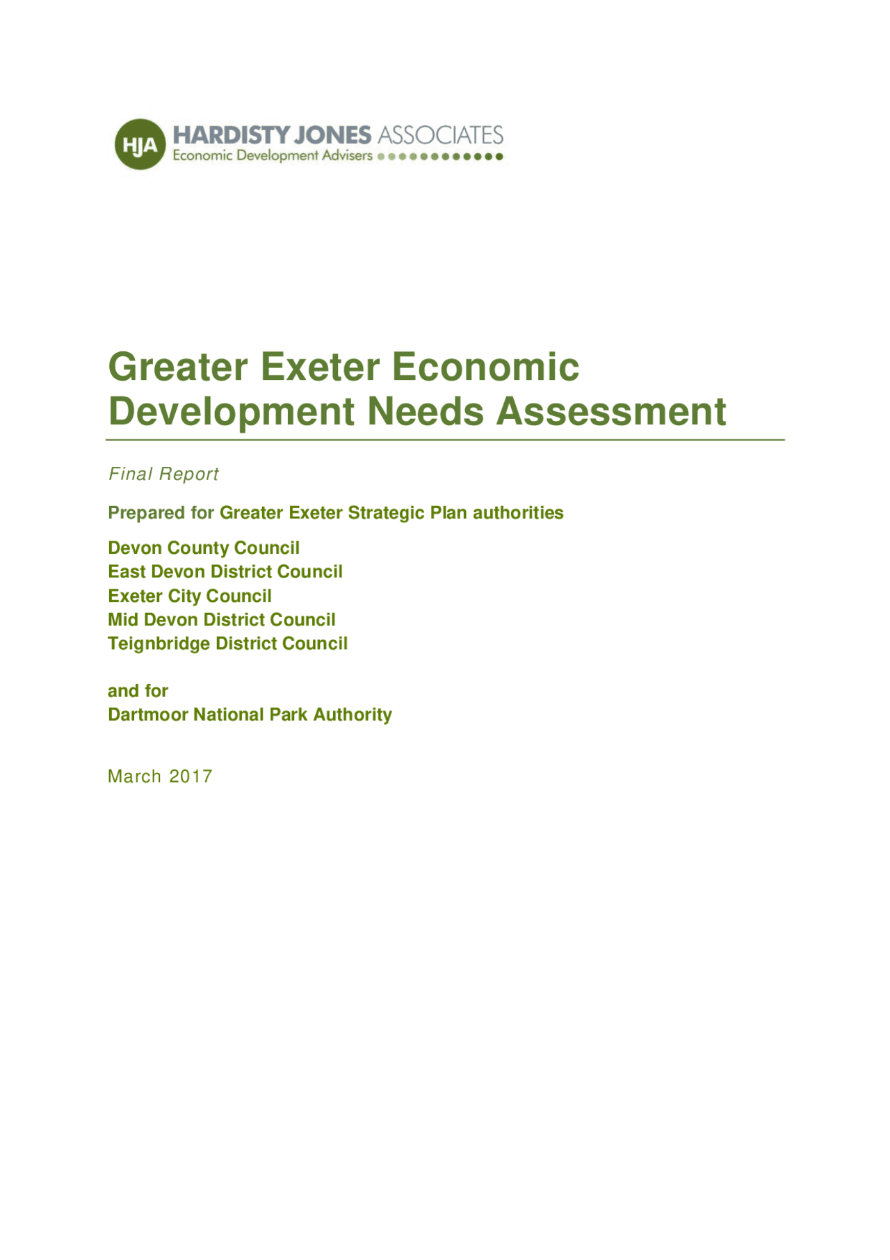 Greater Exeter Economic Development Needs Assessment Exams Business