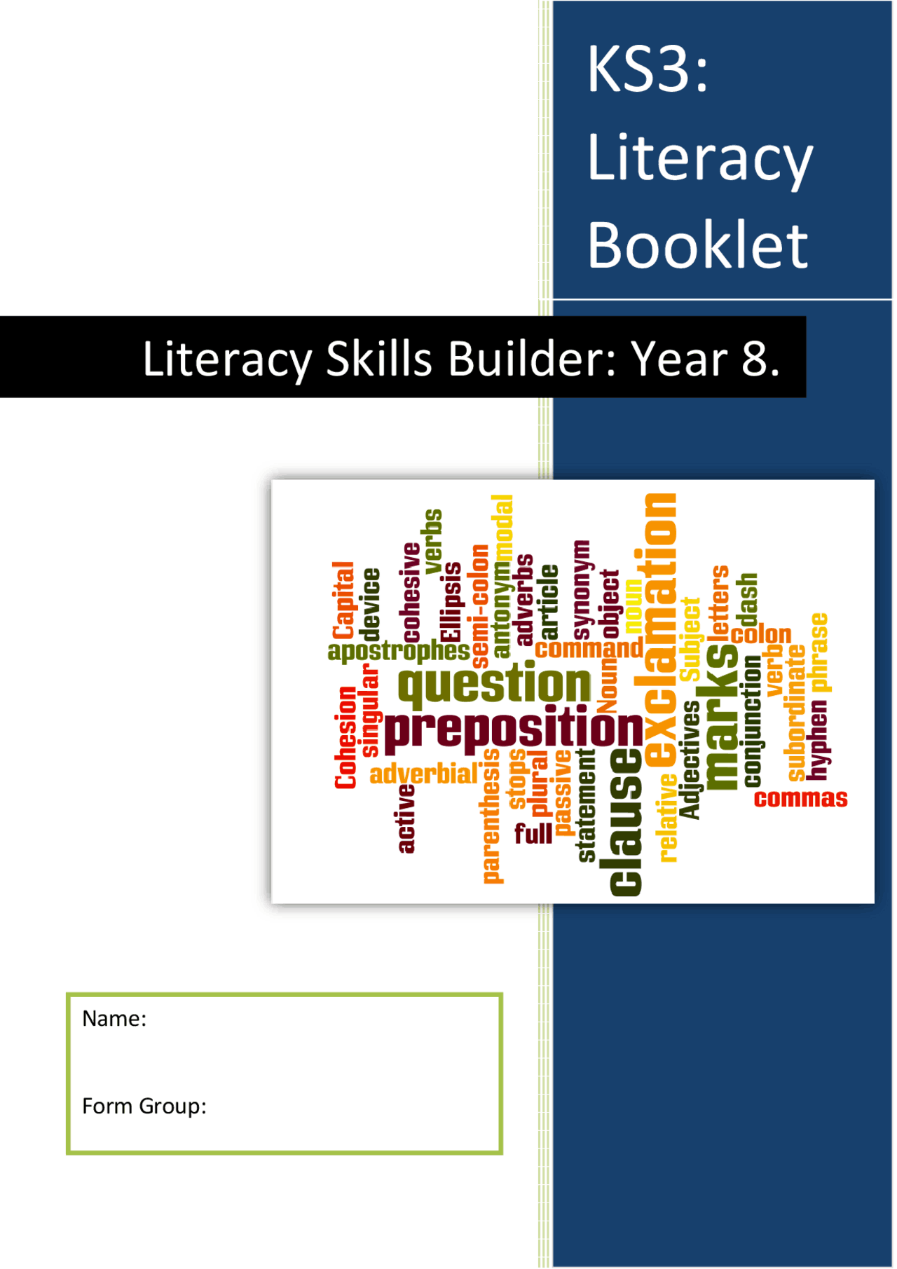 Literacy Booklet.pdf Literacy Skills Builder: Year 8. | Lecture notes English Literature ...