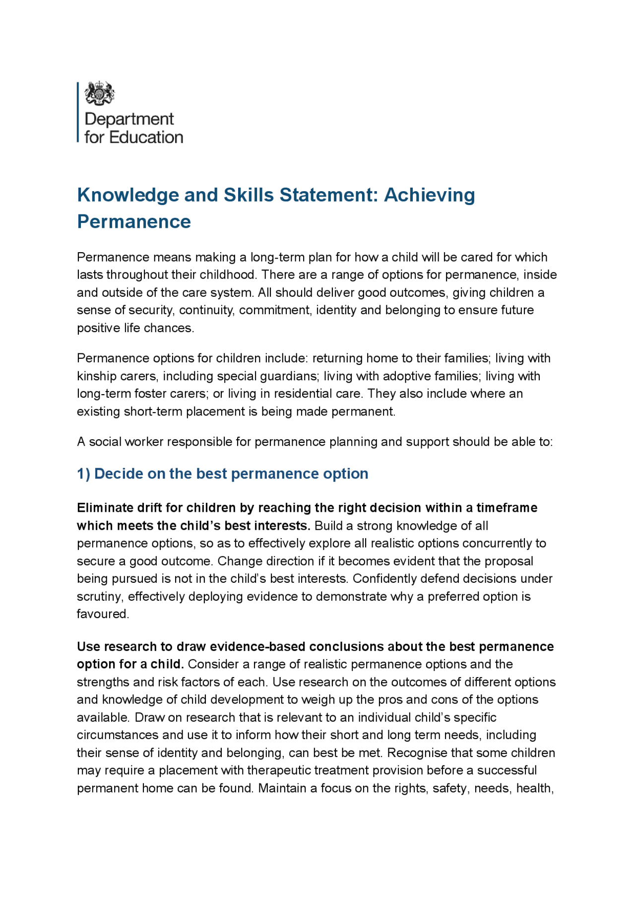 Knowledge and Skills Statement: Achieving Permanence | Study Guides ...