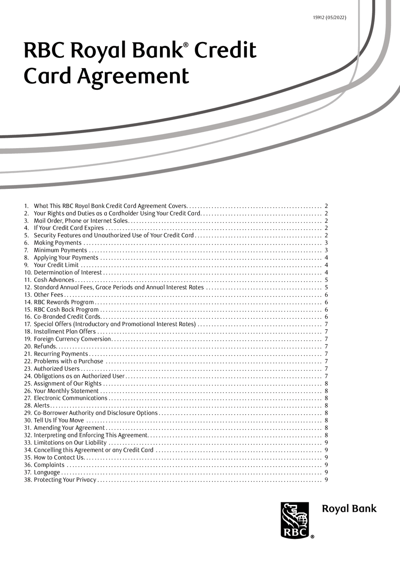 Rbc Signature Setup Example RBC Royal Bank® Credit Card Agreement | Study Guides, Projects ...