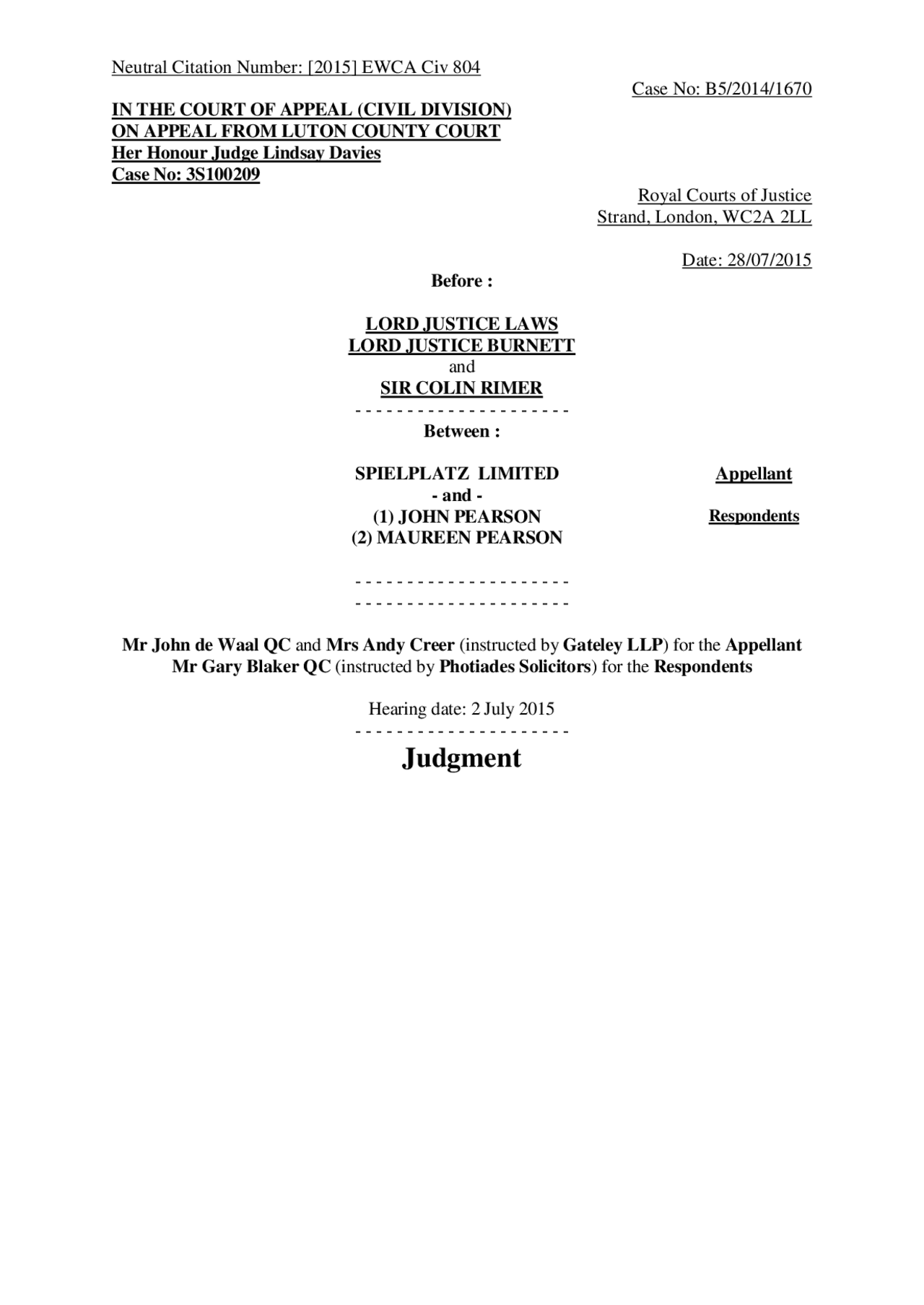 Court of Appeal Judgment Template | Exams Construction | Docsity