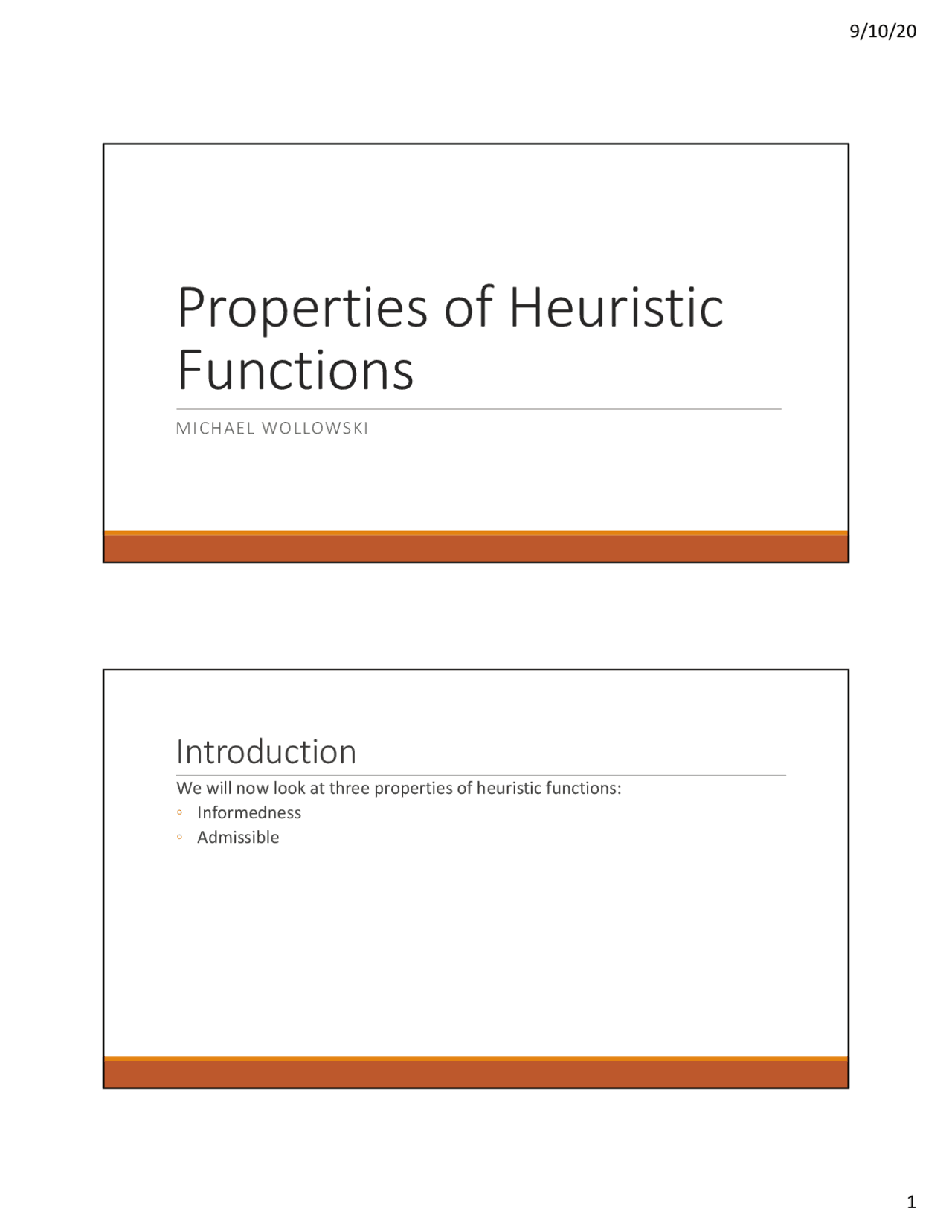 Properties of Heuristic Functions | Lecture notes Algorithms and ...