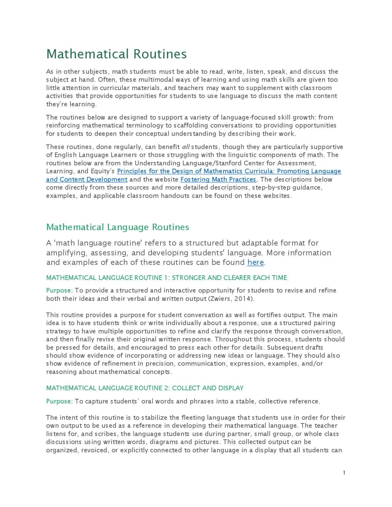 Mathematical Routines | Study notes English Language | Docsity
