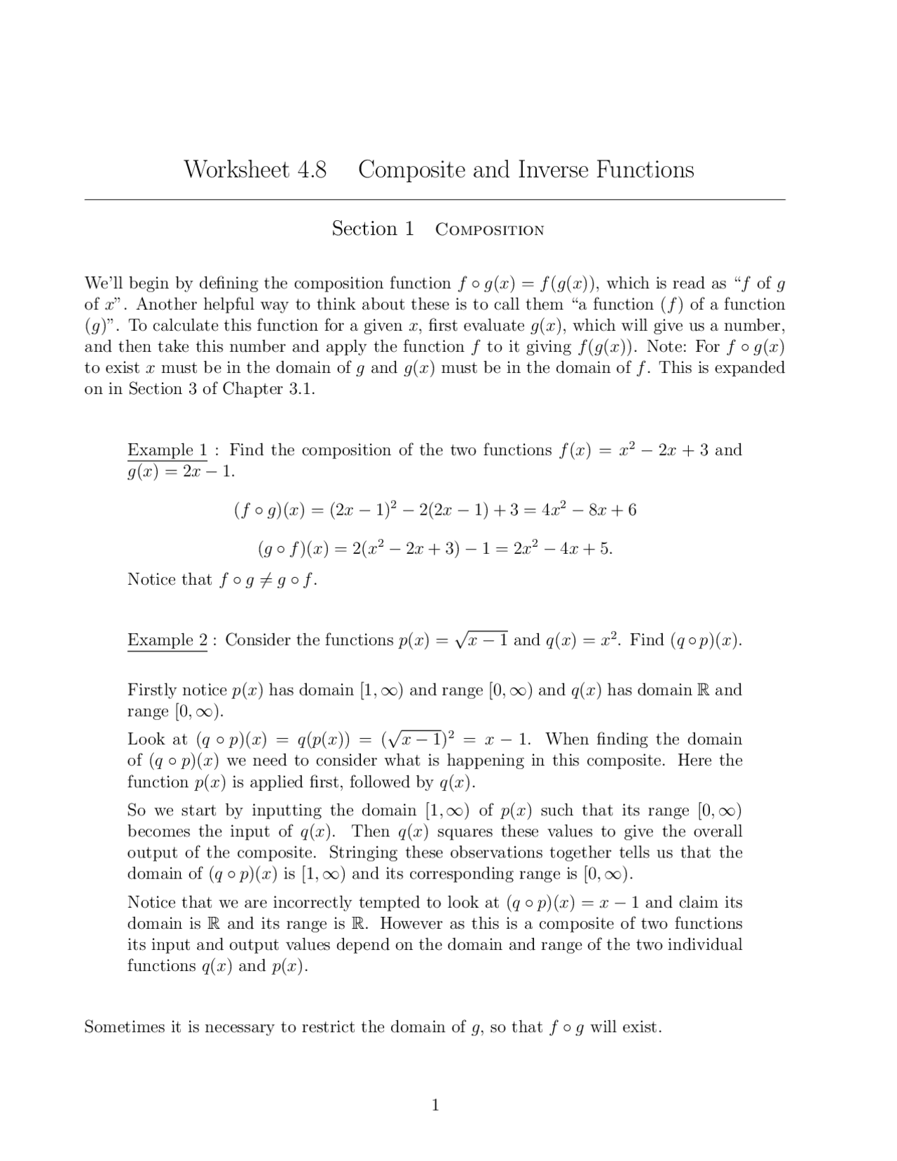 Worksheet 4 8 Composite And Inverse Functions Study Notes Calculus worksheet-4-8-composite-and-inverse-functions-study-notes-calculus