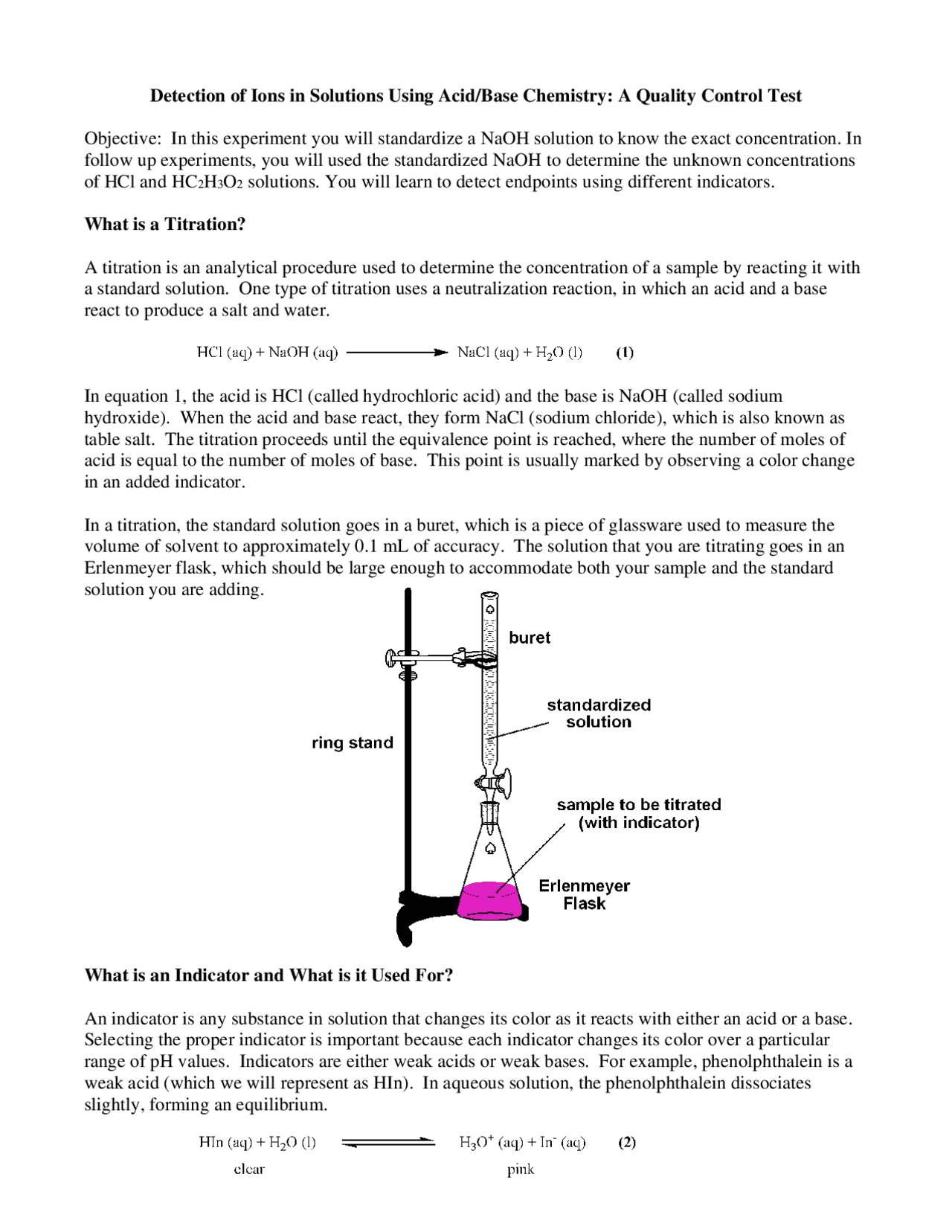 Standardizing a Sodium Hydroxide (NaOH) Solution Study notes