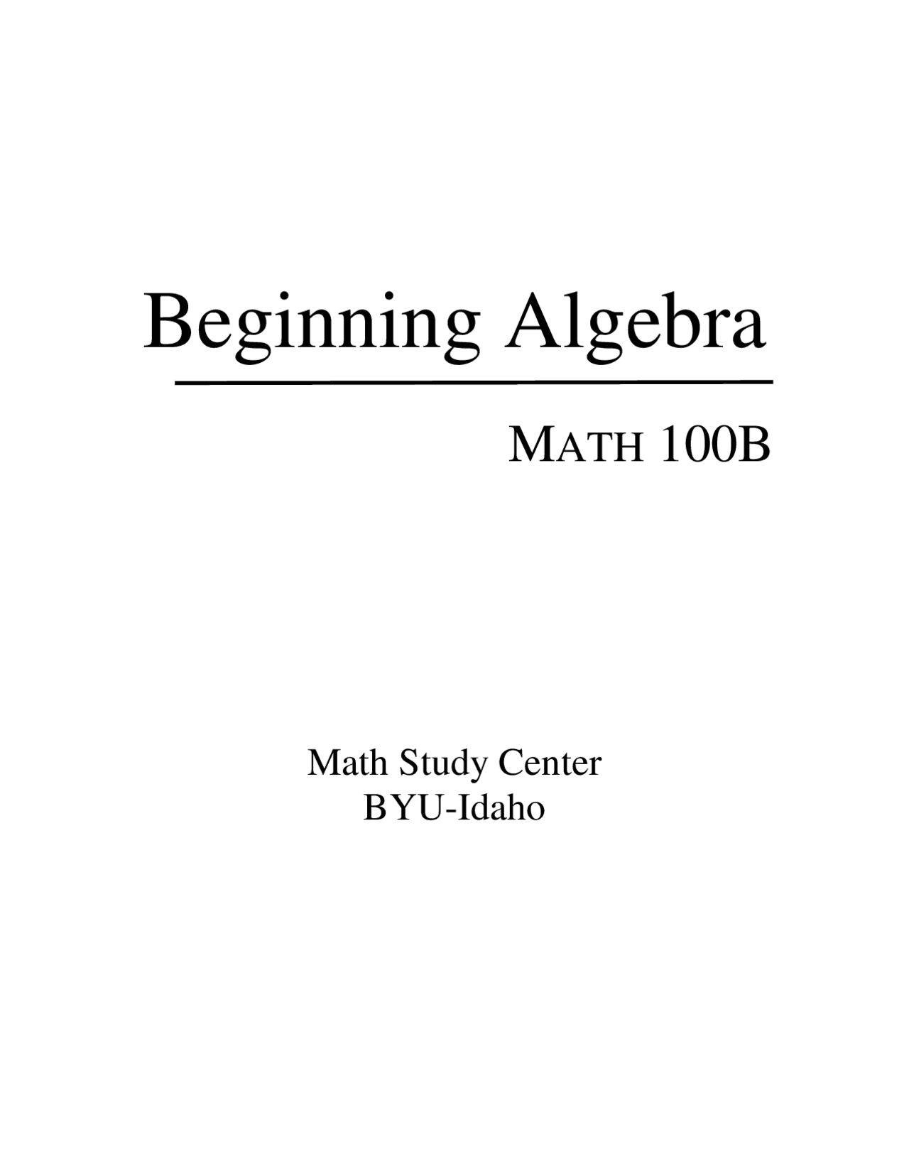 Beginning Algebra | Lecture notes Algebra | Docsity