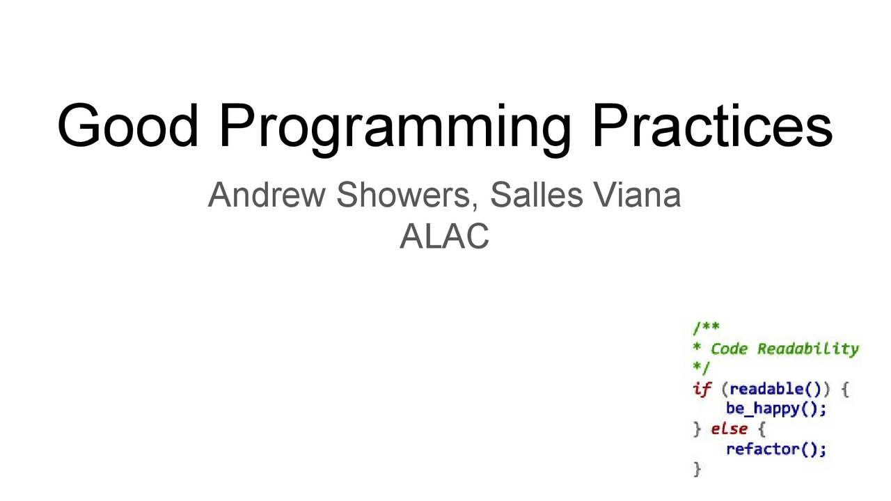 Good Programming Practices | Study notes Logic | Docsity