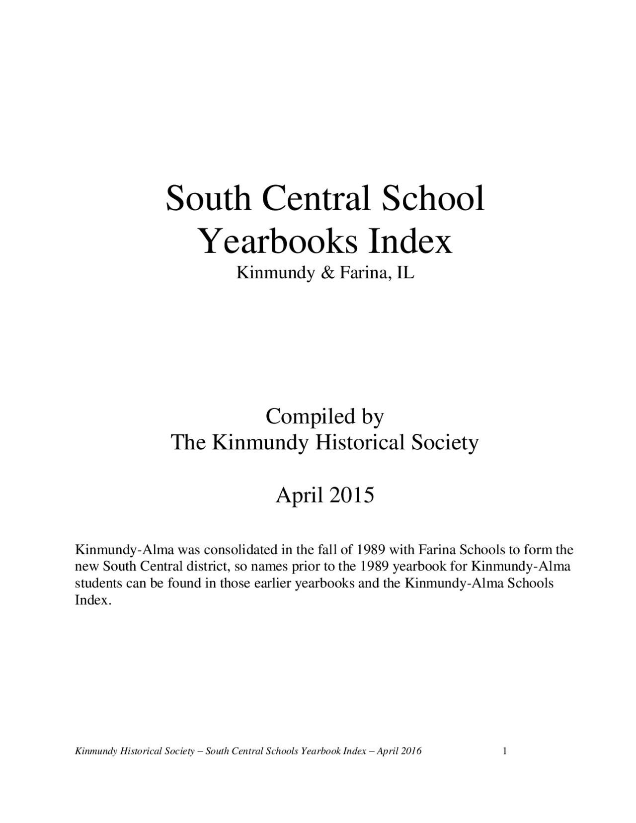 Yearbook Index Example South Central School Yearbooks Index | Schemes and Mind Maps School ...