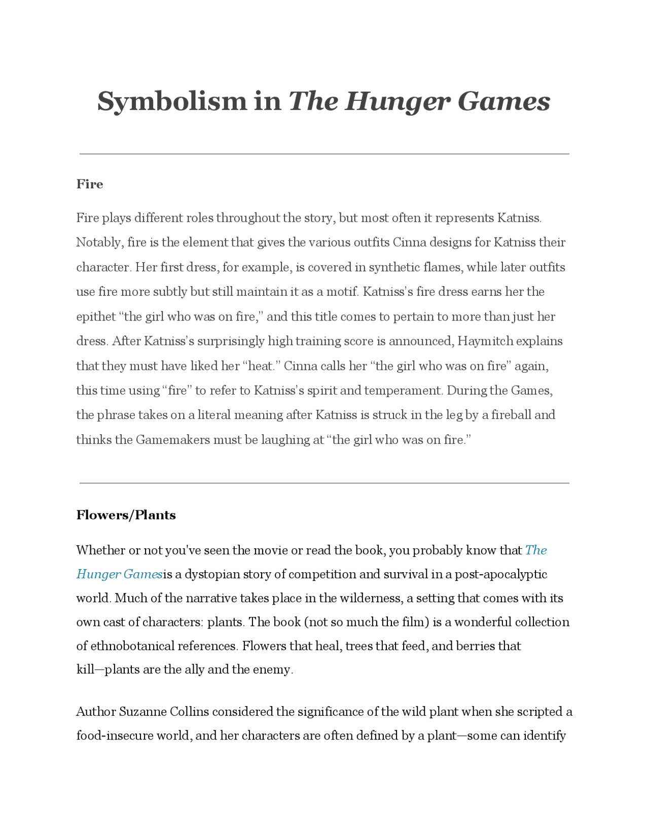 Symbolism in The Hunger Games | Diapositivas Latín | Docsity