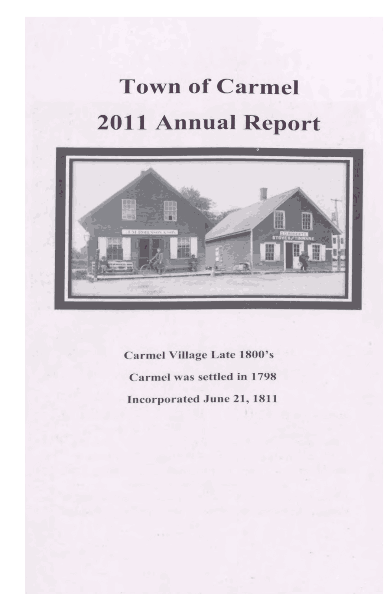 Town of Carmel 2011 Annual Report | Study notes History | Docsity