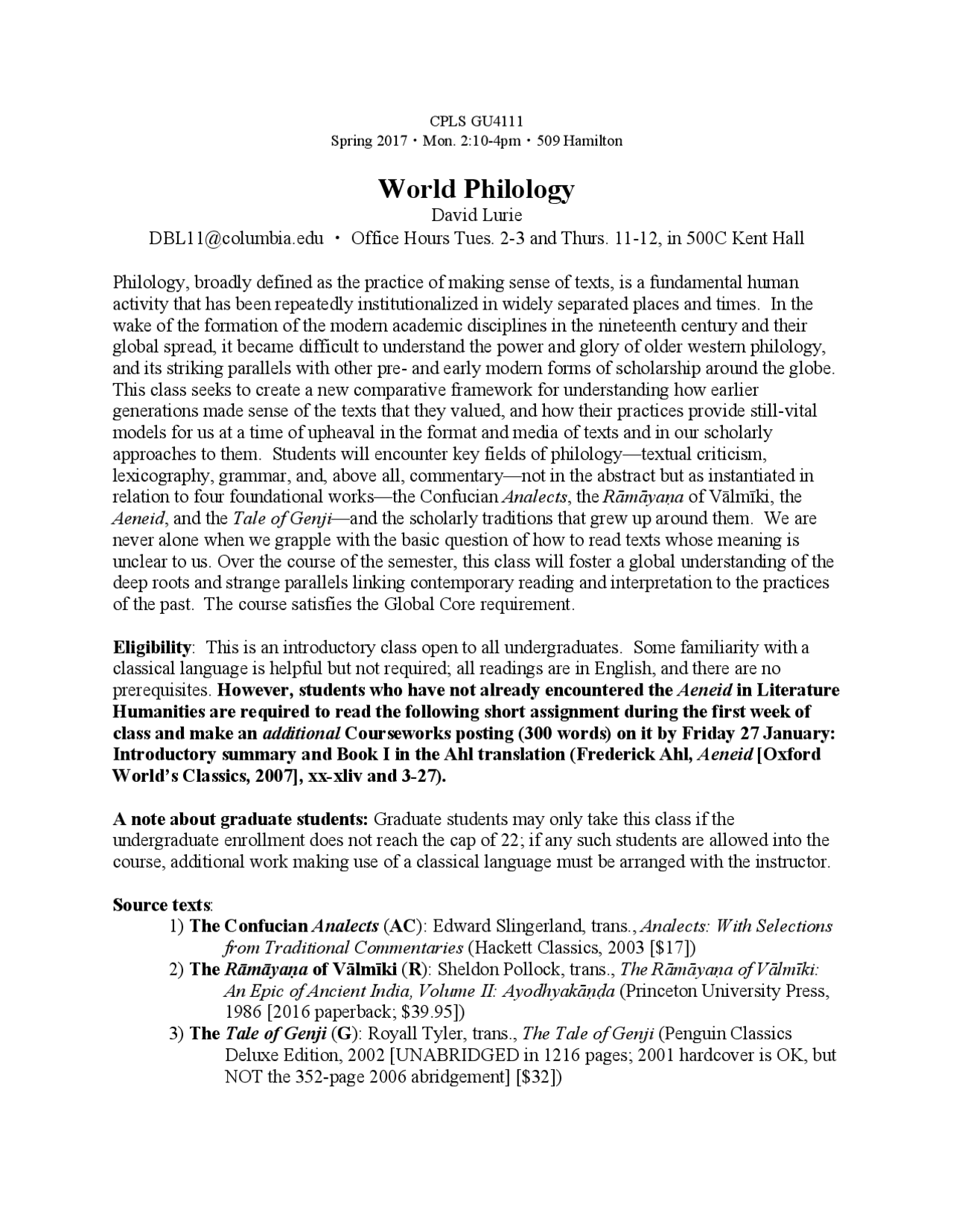 World Philology | Exercises Philology | Docsity