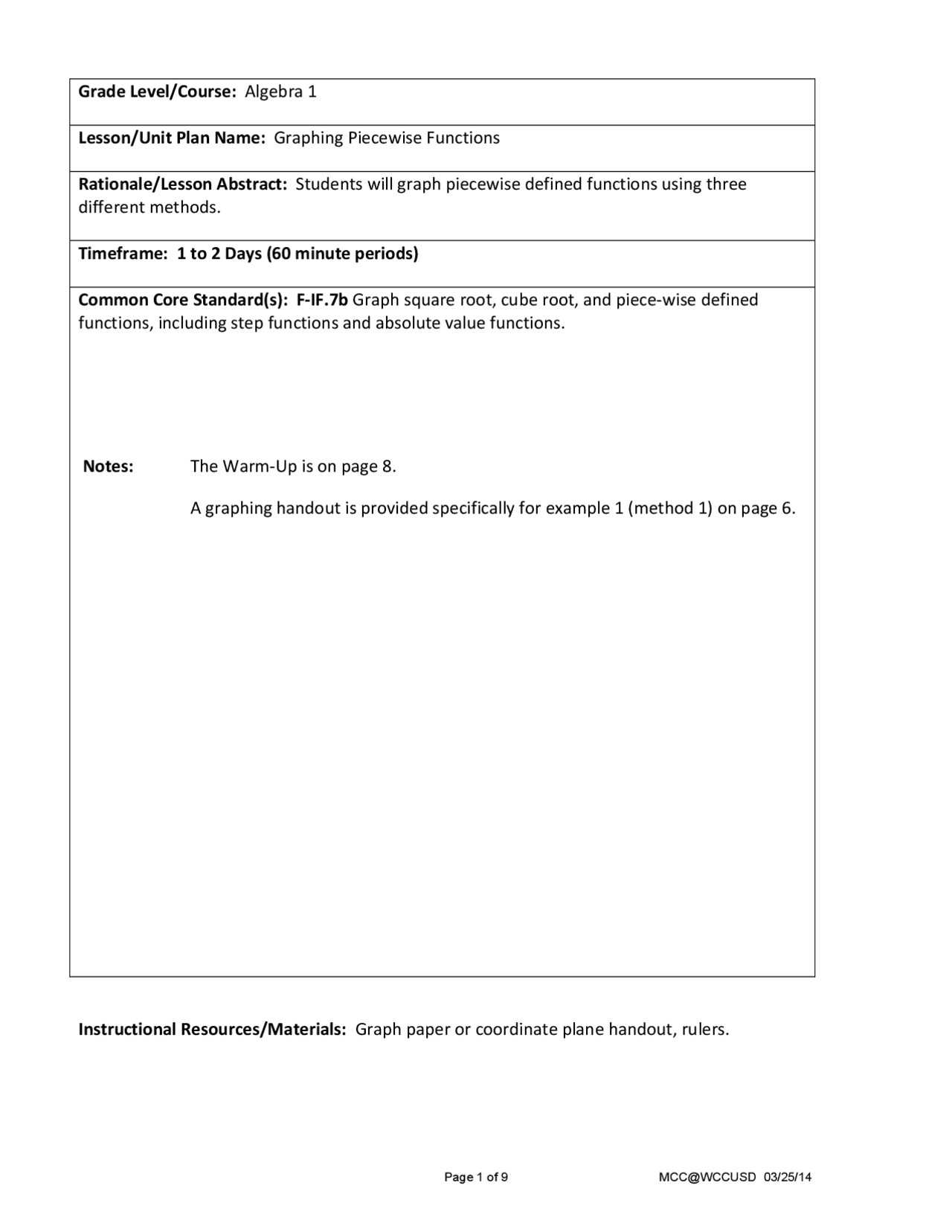 Graphing Piecewise FunctionsV1 | Lecture notes Algebra | Docsity