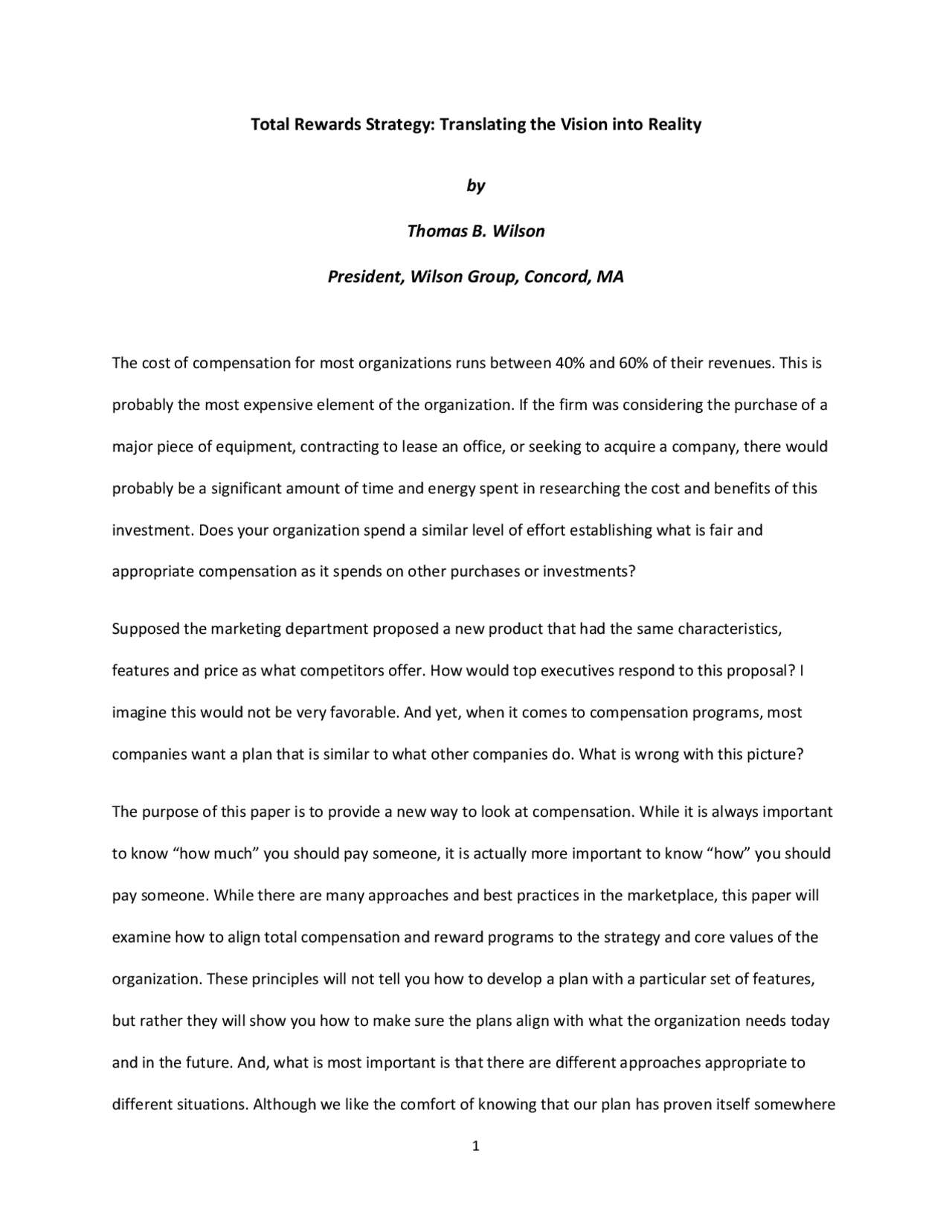 Aligning Compensation and Rewards Strategies with Organization's Core ...