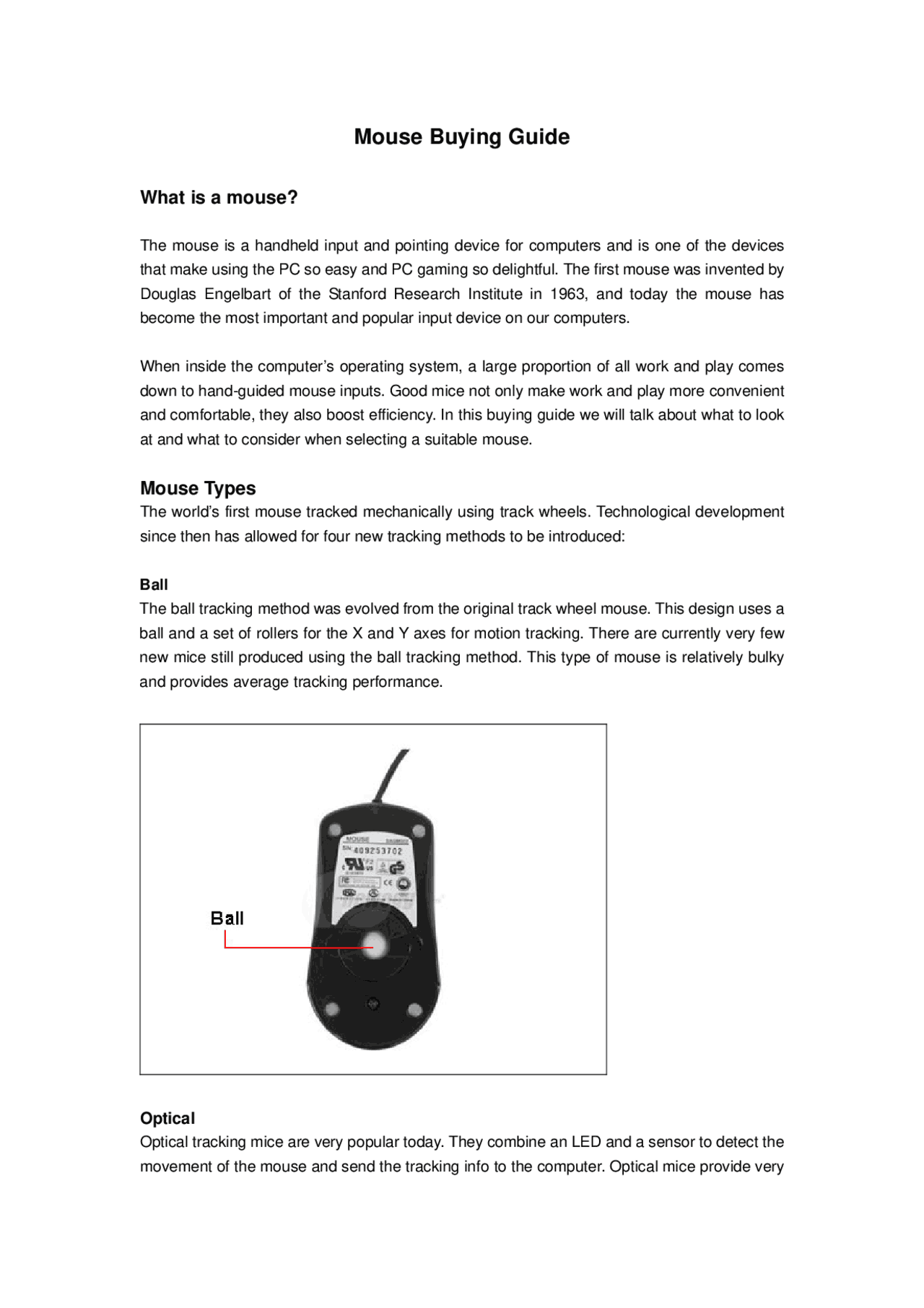 Mouse Buying Guide | Summaries Technology | Docsity