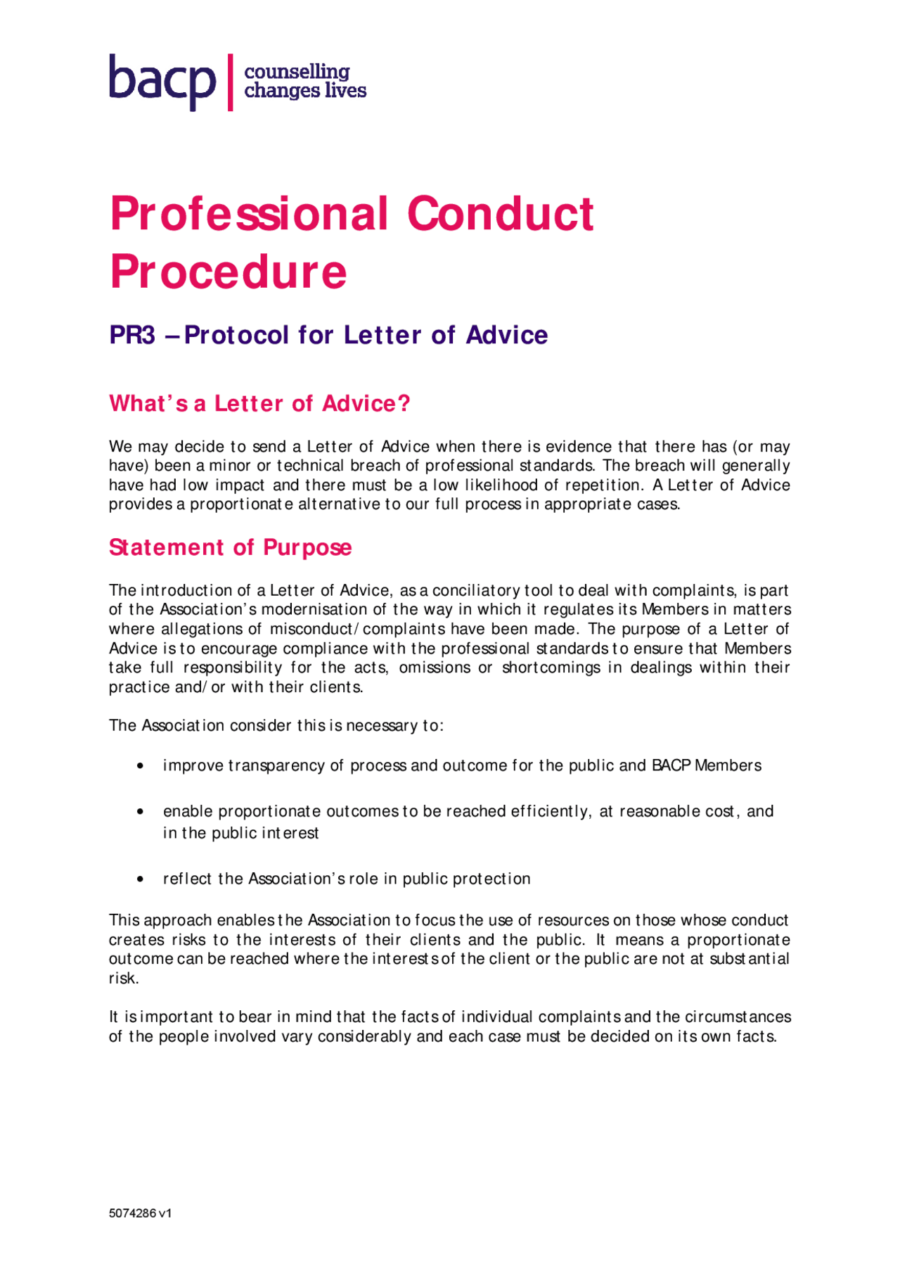 Professional Conduct Procedure | Study notes Technical Writing | Docsity