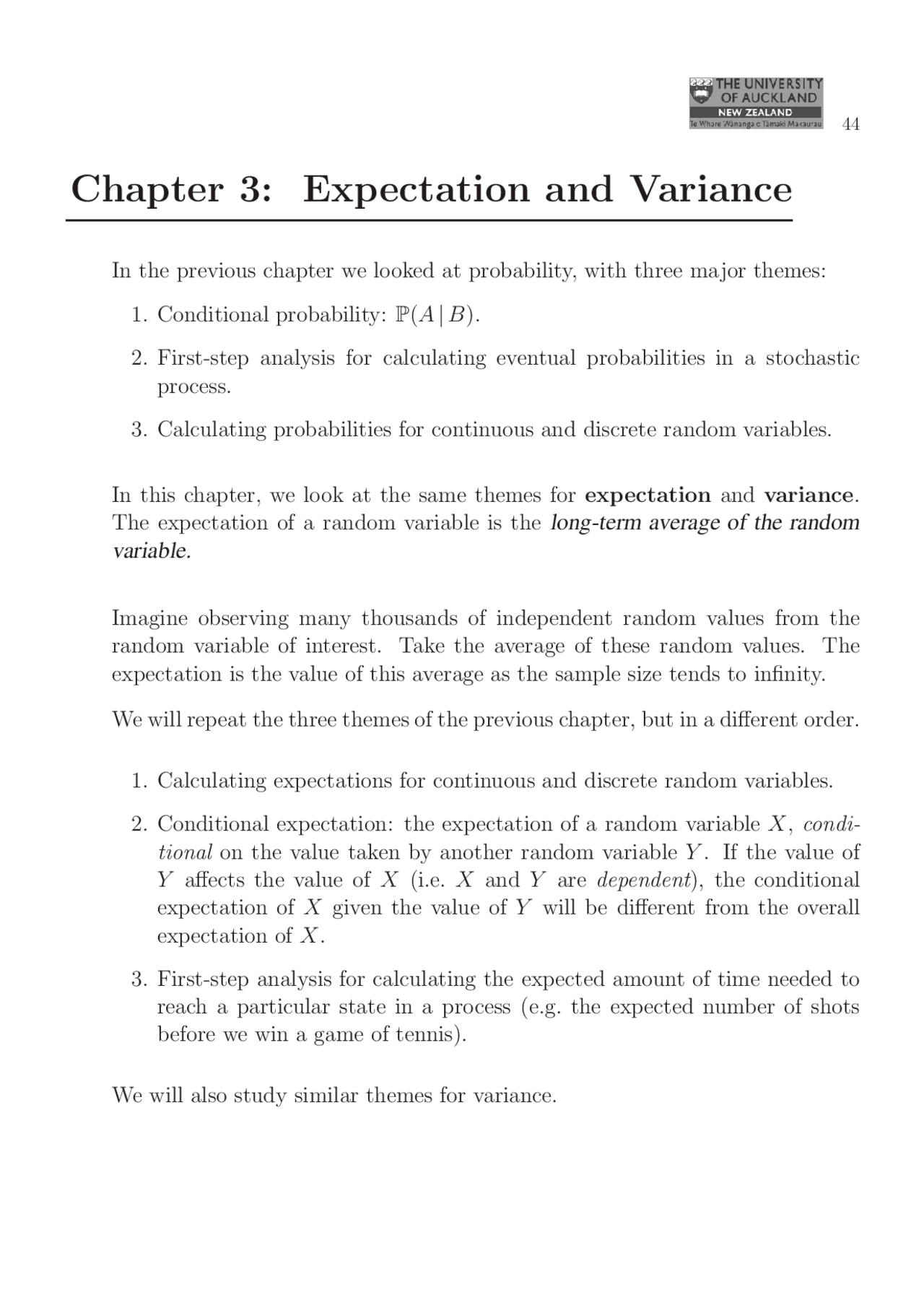 Chapter 3 Expectation and Variance Study notes Law Docsity