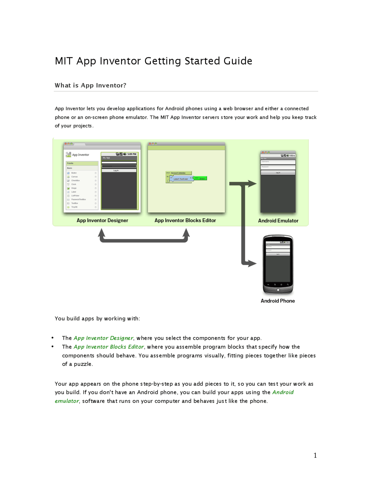 MIT App Inventor Getting Started Guide | Exams Operating Systems | Docsity