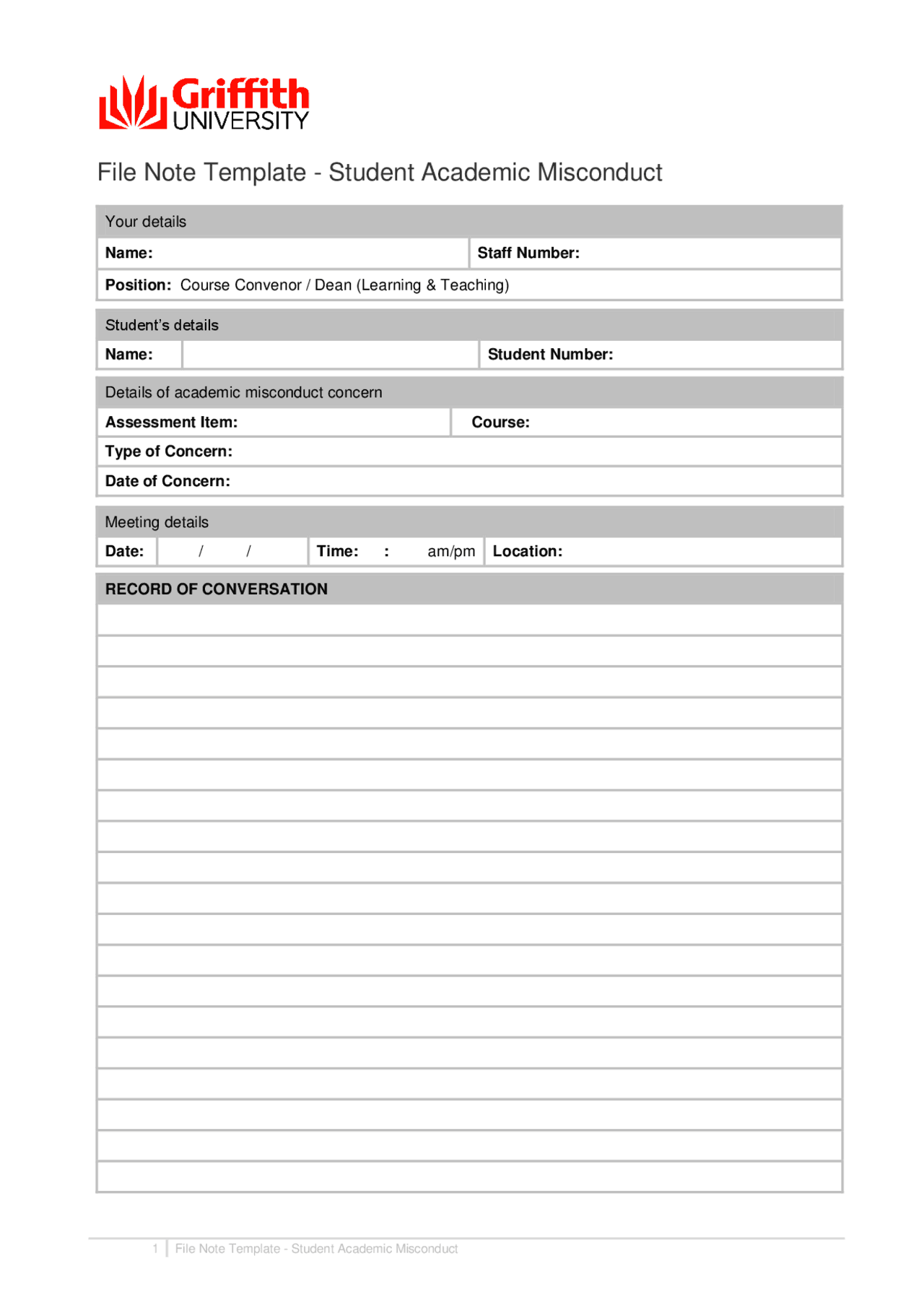 File Note Template Student Academic Misconduct Study Guides File Note Template Student Academic Misconduct Study Guides