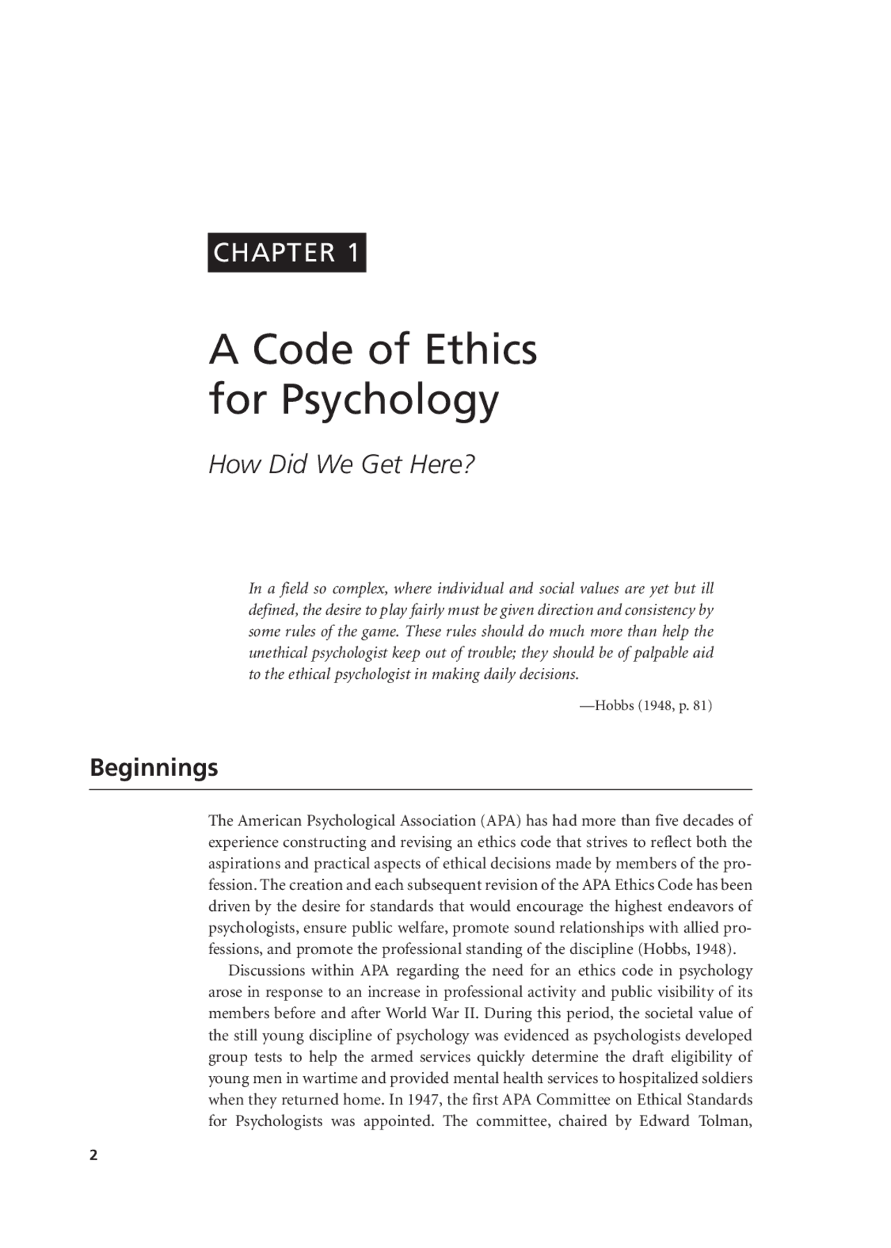 A Code of Ethics for Psychology | Study Guides, Projects, Research ...