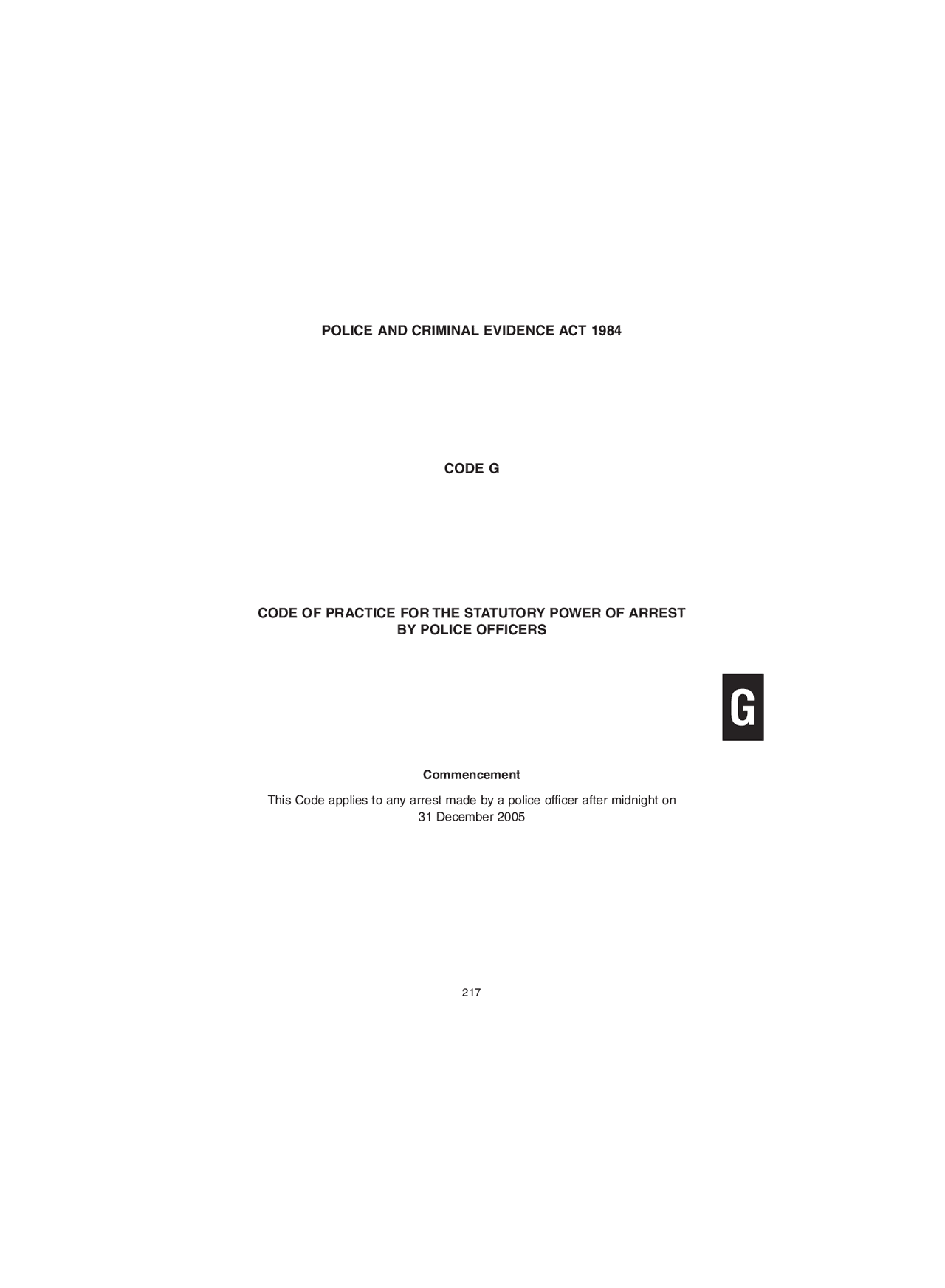 Pace Act.pdf Code of Practice for Statutory Power of Arrest by Police Officers under ...