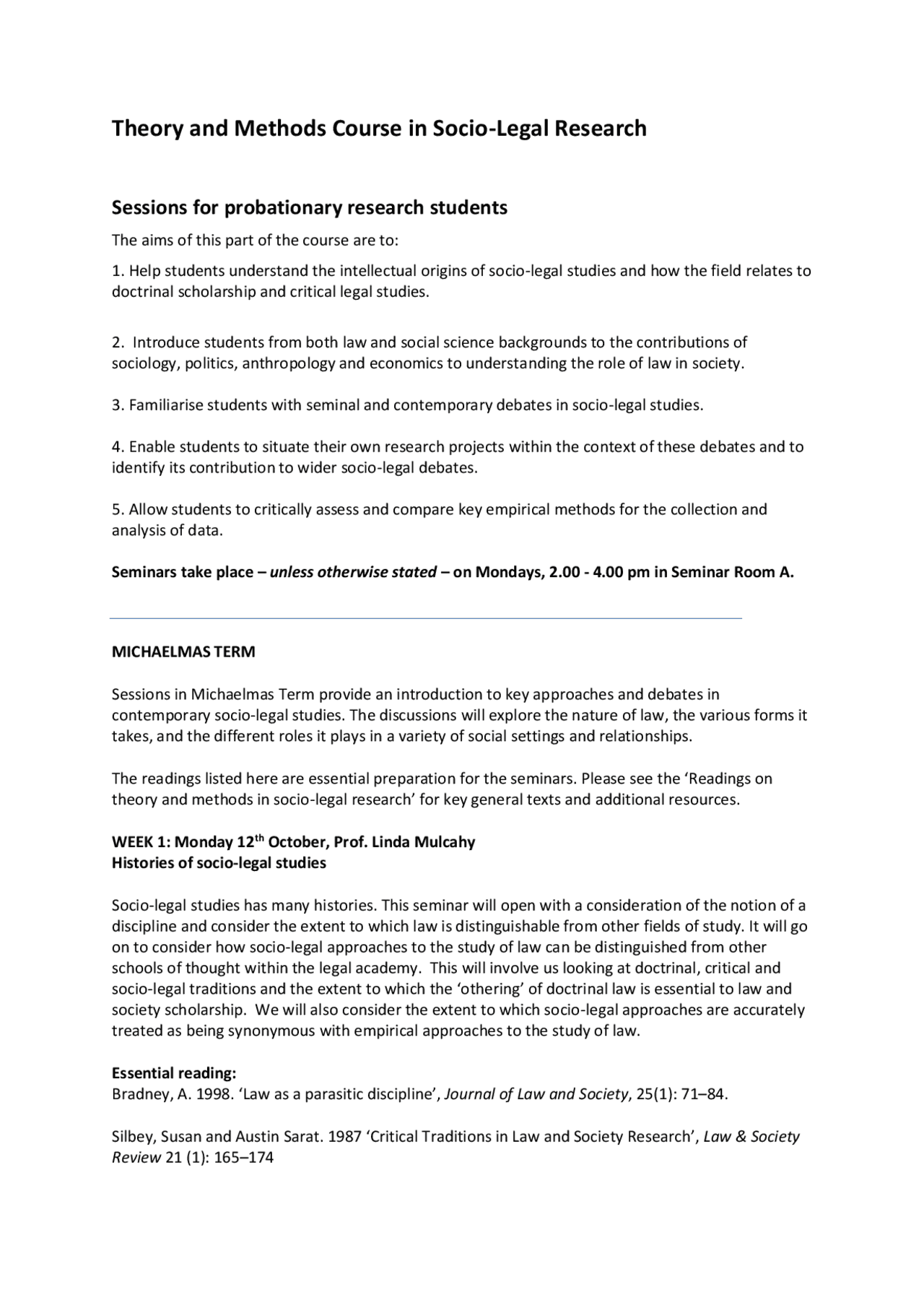Theory and Methods Course in Socio ... | Lecture notes Law | Docsity
