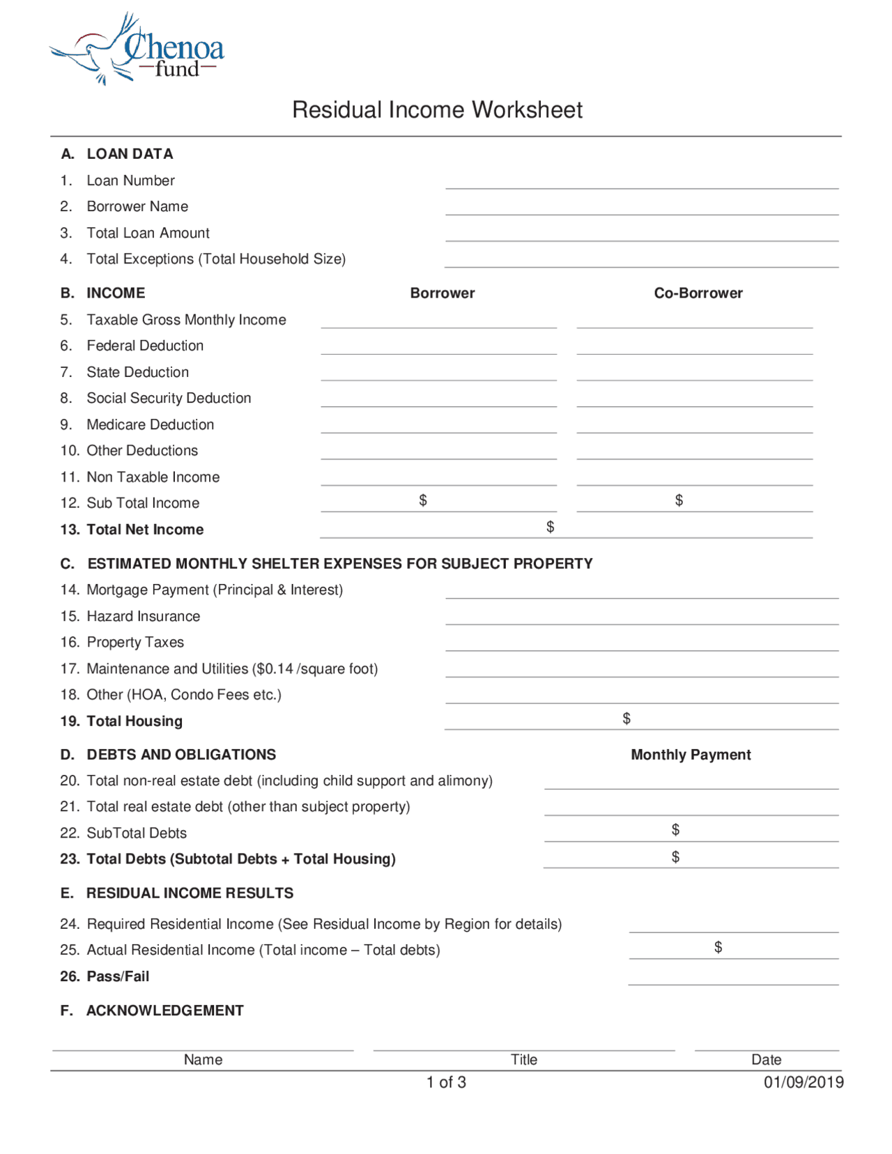 Residual Income Worksheet | Chenoa Fund | Lecture notes Accounting ...