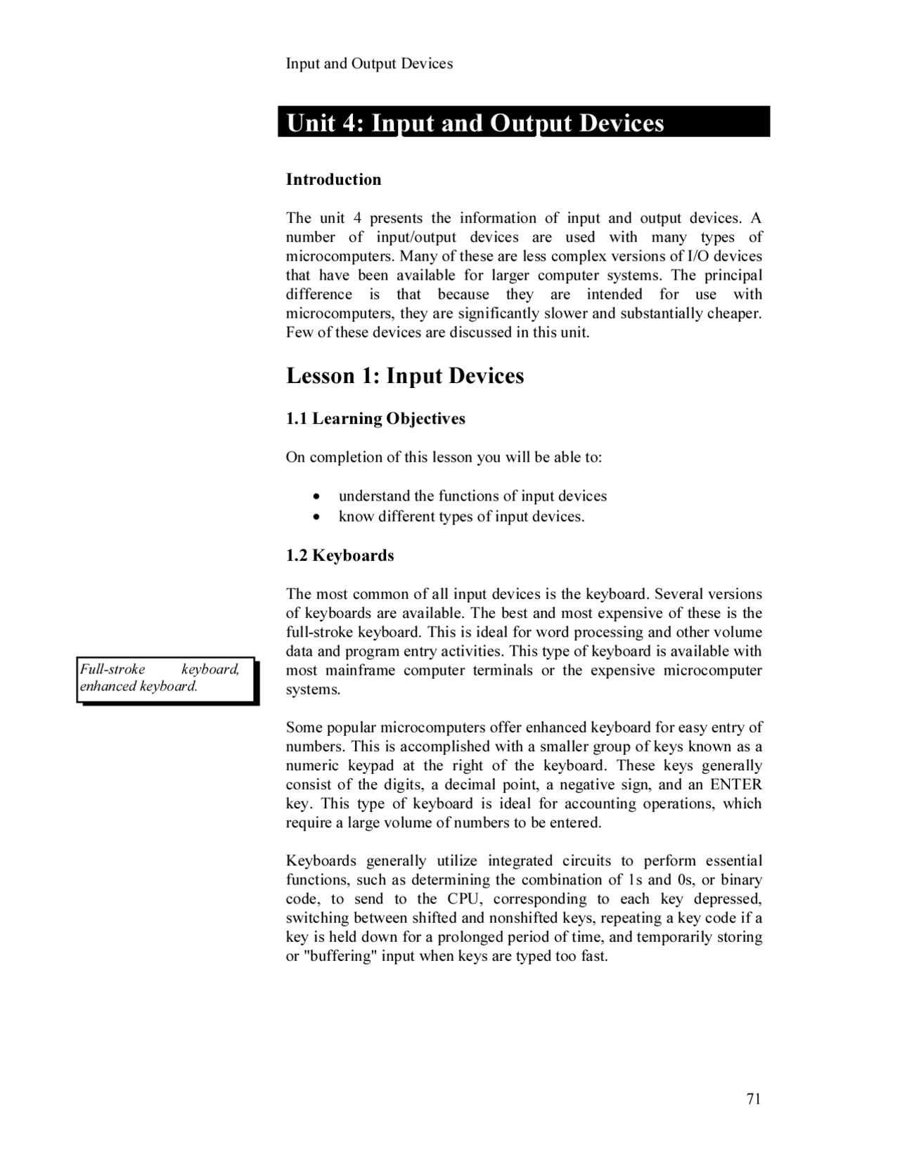 Unit 4: Input and Output Devices | Study notes Voice | Docsity